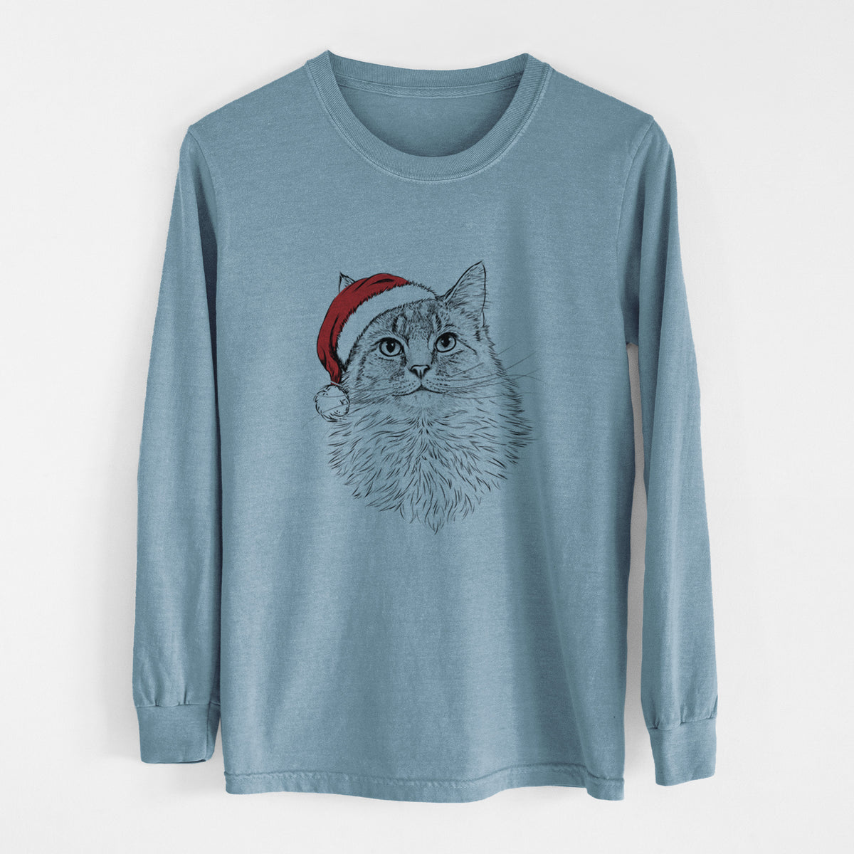 Santa Olive the Cat - Heavyweight 100% Cotton Long Sleeve