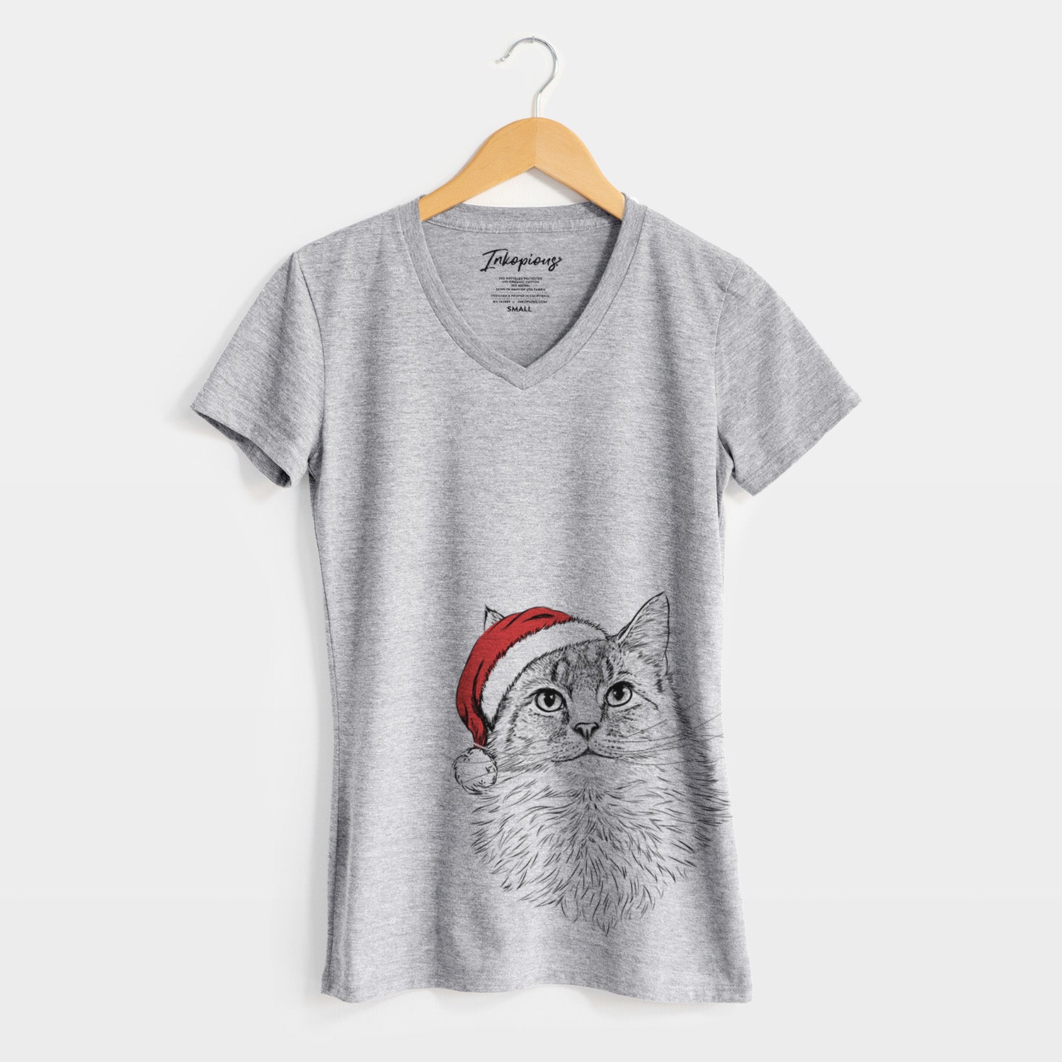Santa Olive the Cat - Women's Perfect V-neck Shirt