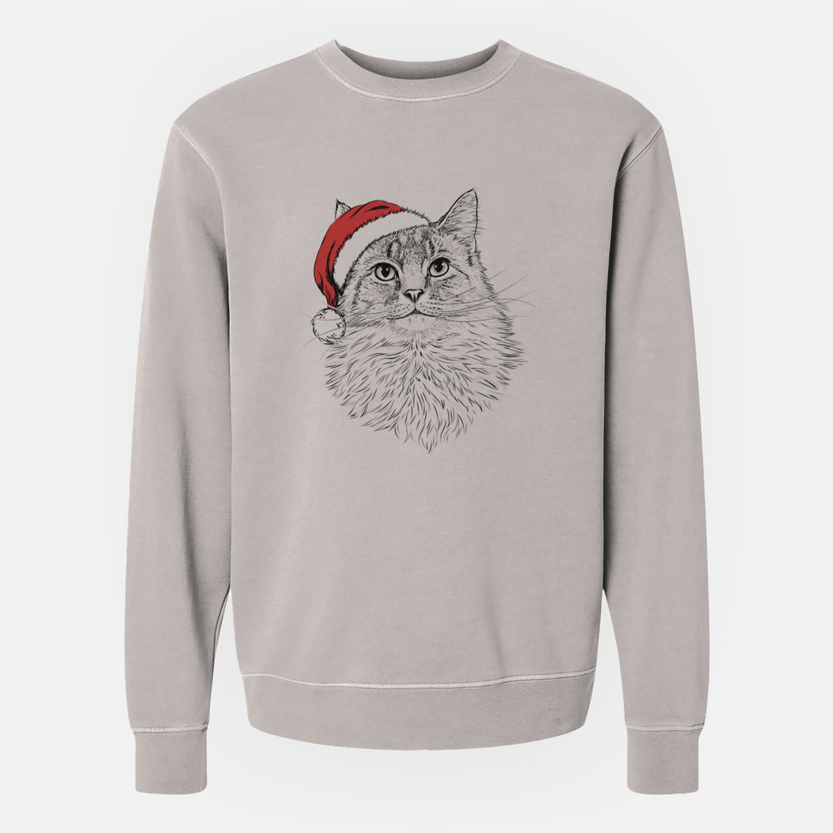 Santa Olive the Cat - Unisex Pigment Dyed Crew Sweatshirt