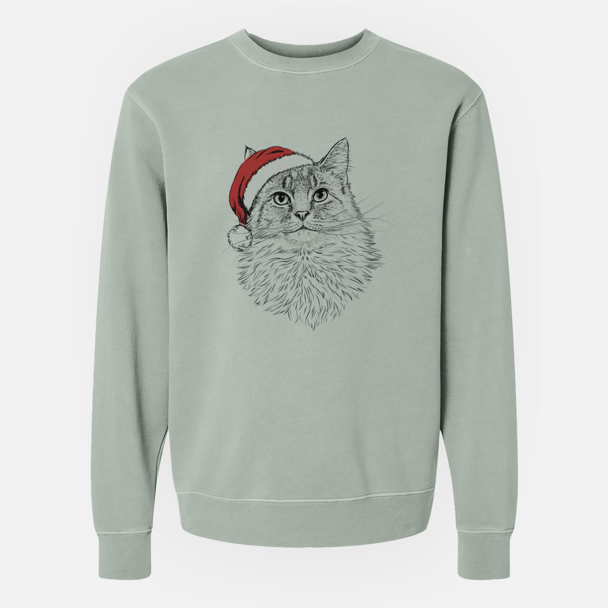 Santa Olive the Cat - Unisex Pigment Dyed Crew Sweatshirt