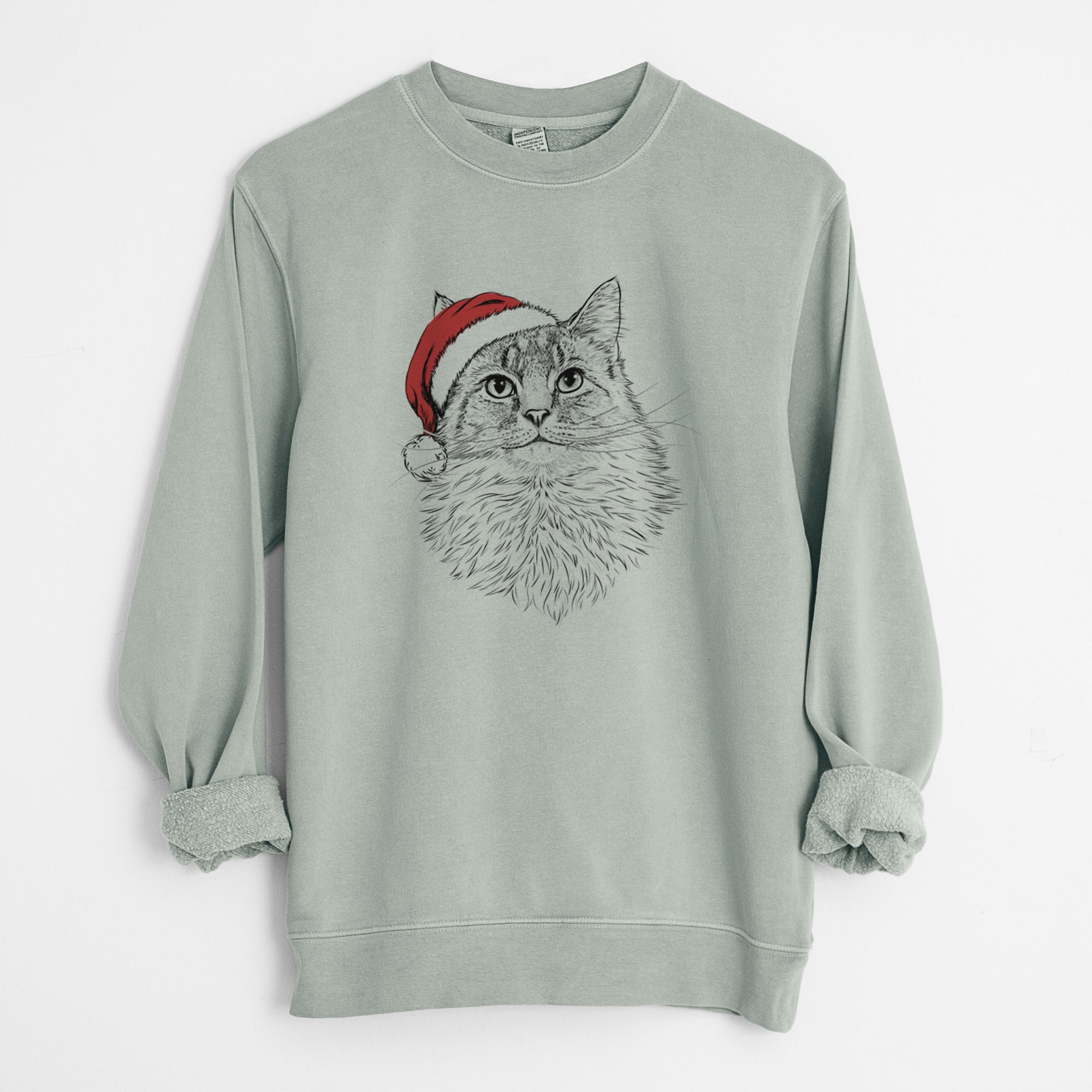 Santa Olive the Cat - Unisex Pigment Dyed Crew Sweatshirt