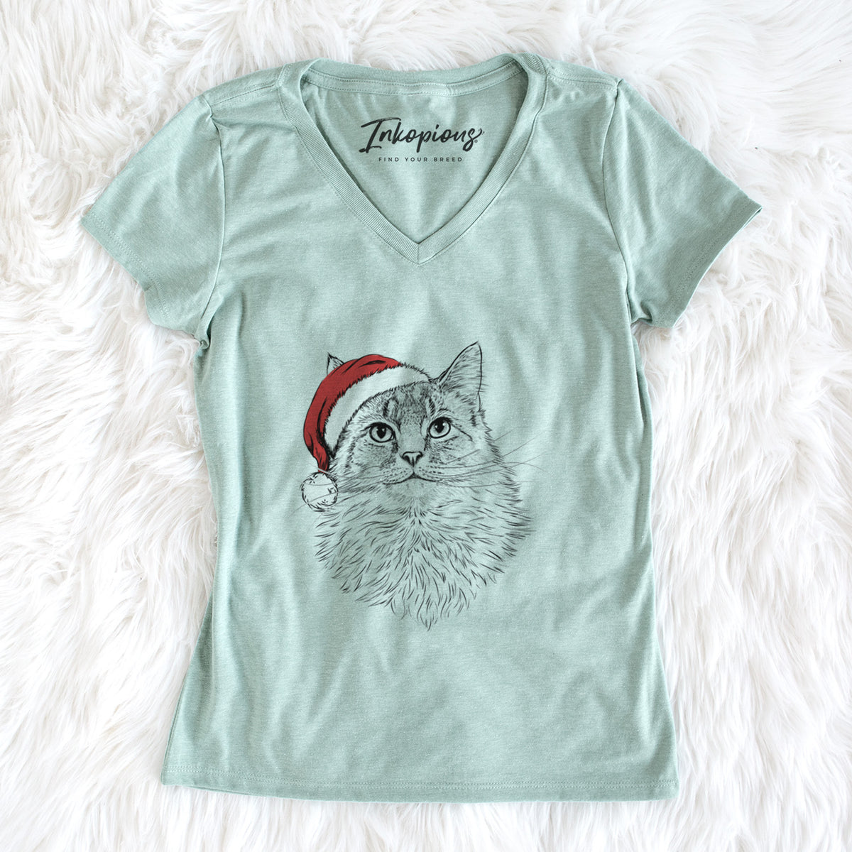 Santa Olive the Cat - Women's Perfect V-neck Shirt