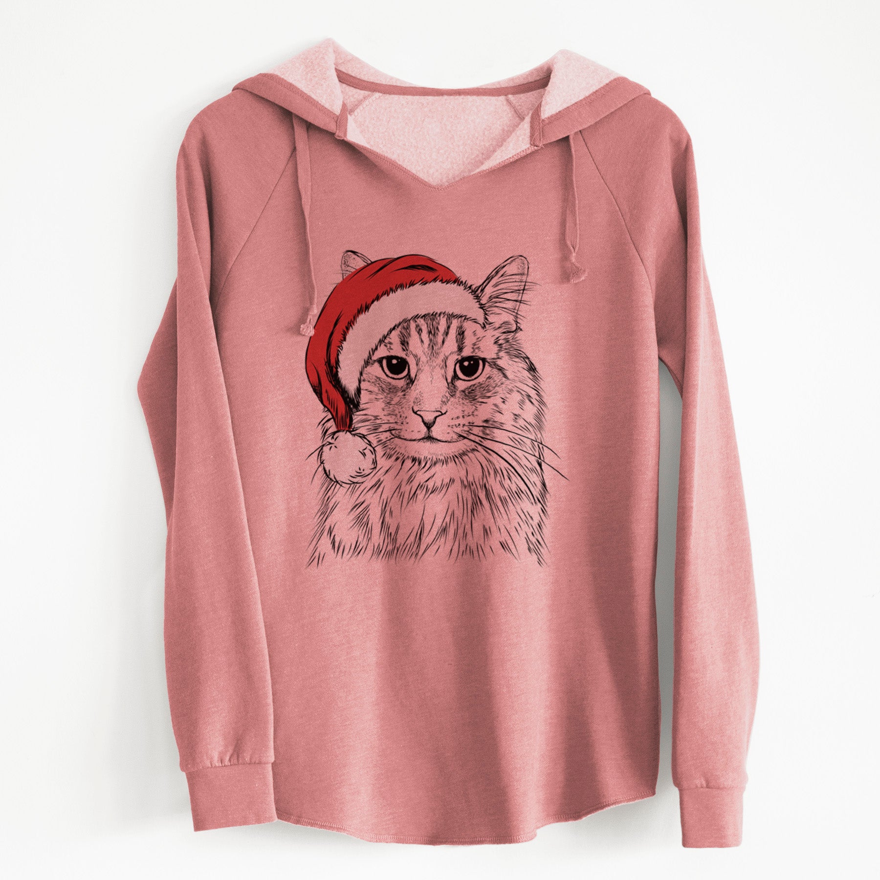 Santa Oliver Fluff the Maine Coon Mix Cat - Cali Wave Hooded Sweatshirt