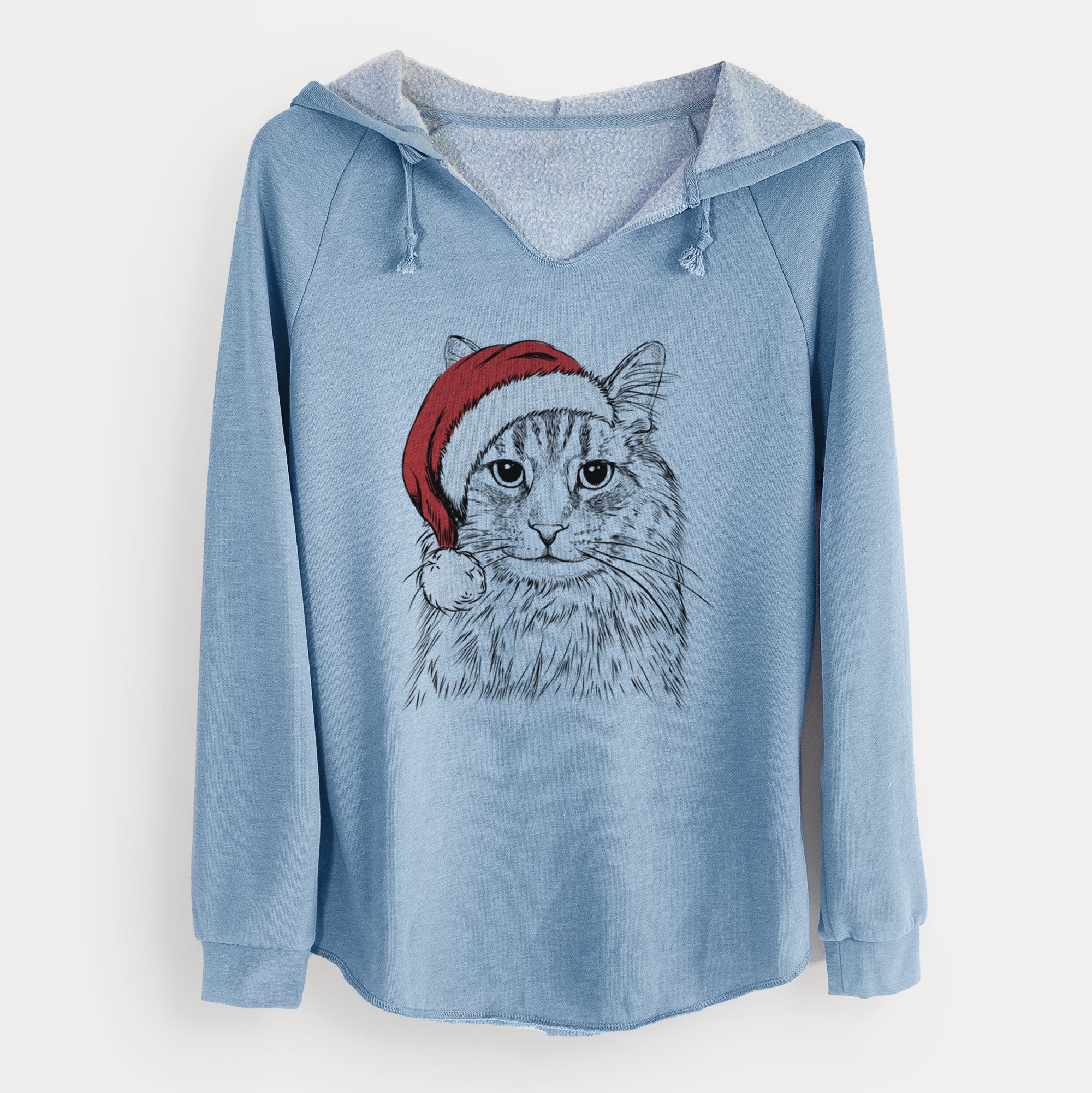 Santa Oliver Fluff the Maine Coon Mix Cat - Cali Wave Hooded Sweatshirt