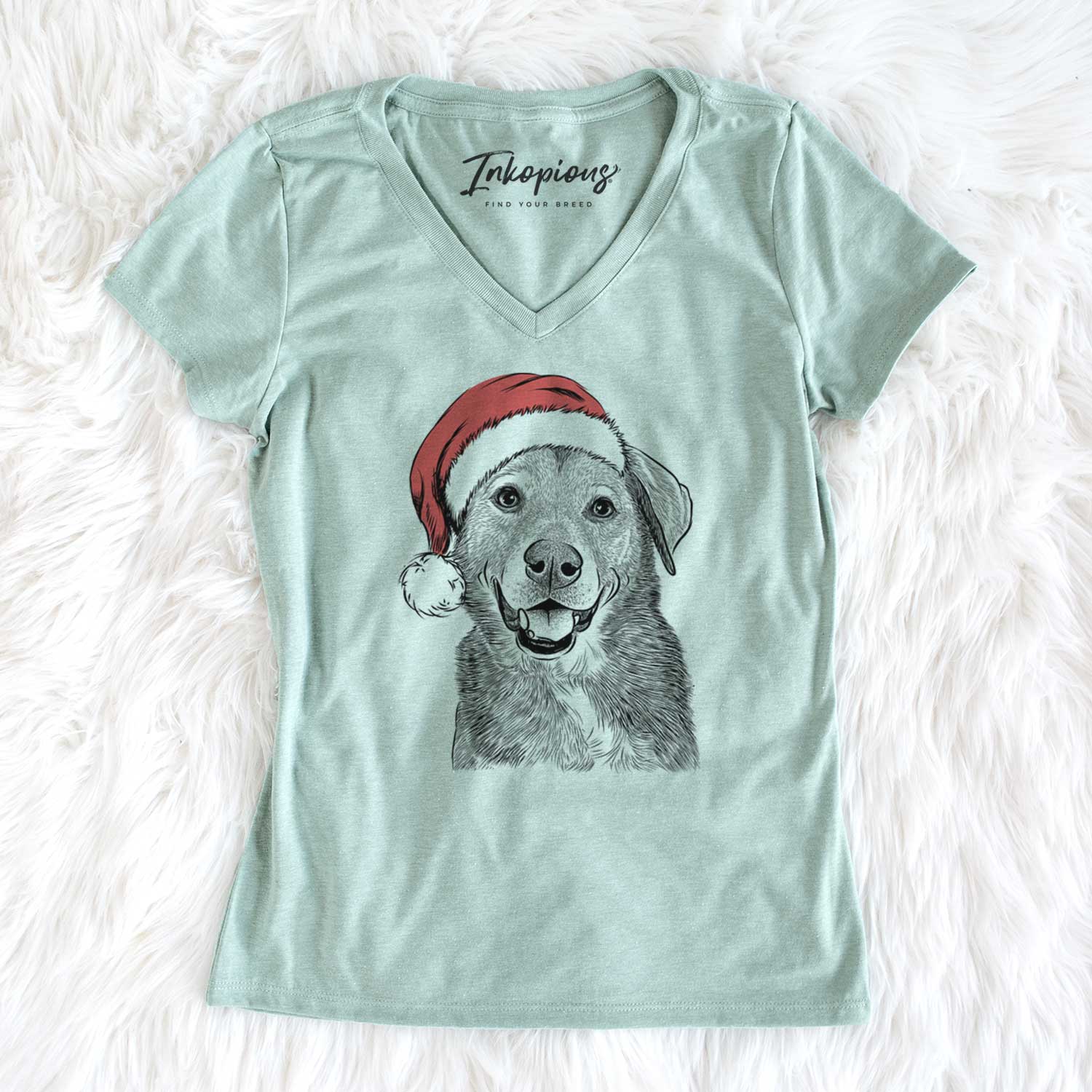 Santa Oliver the Mixed Breed - Women's V-neck Shirt