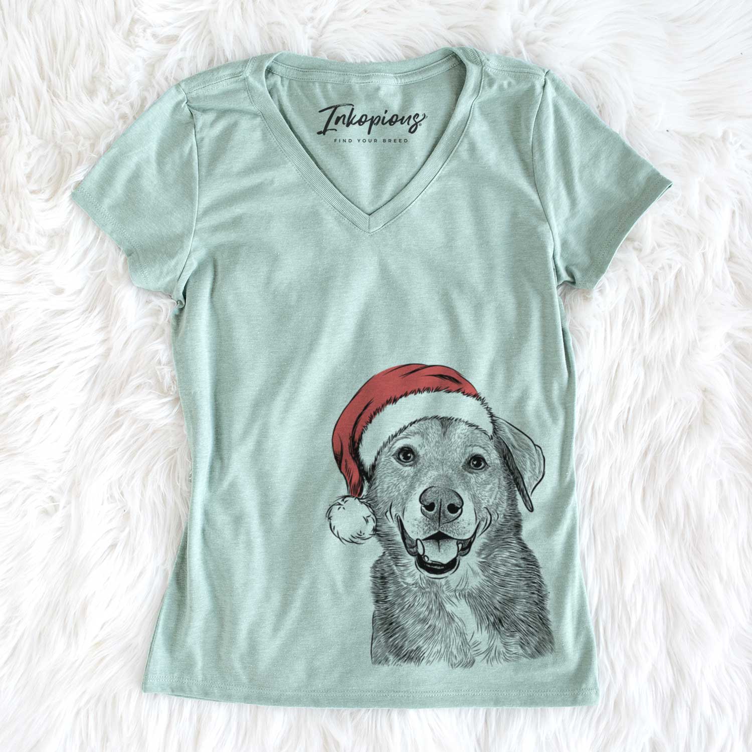 Santa Oliver the Mixed Breed - Women's V-neck Shirt