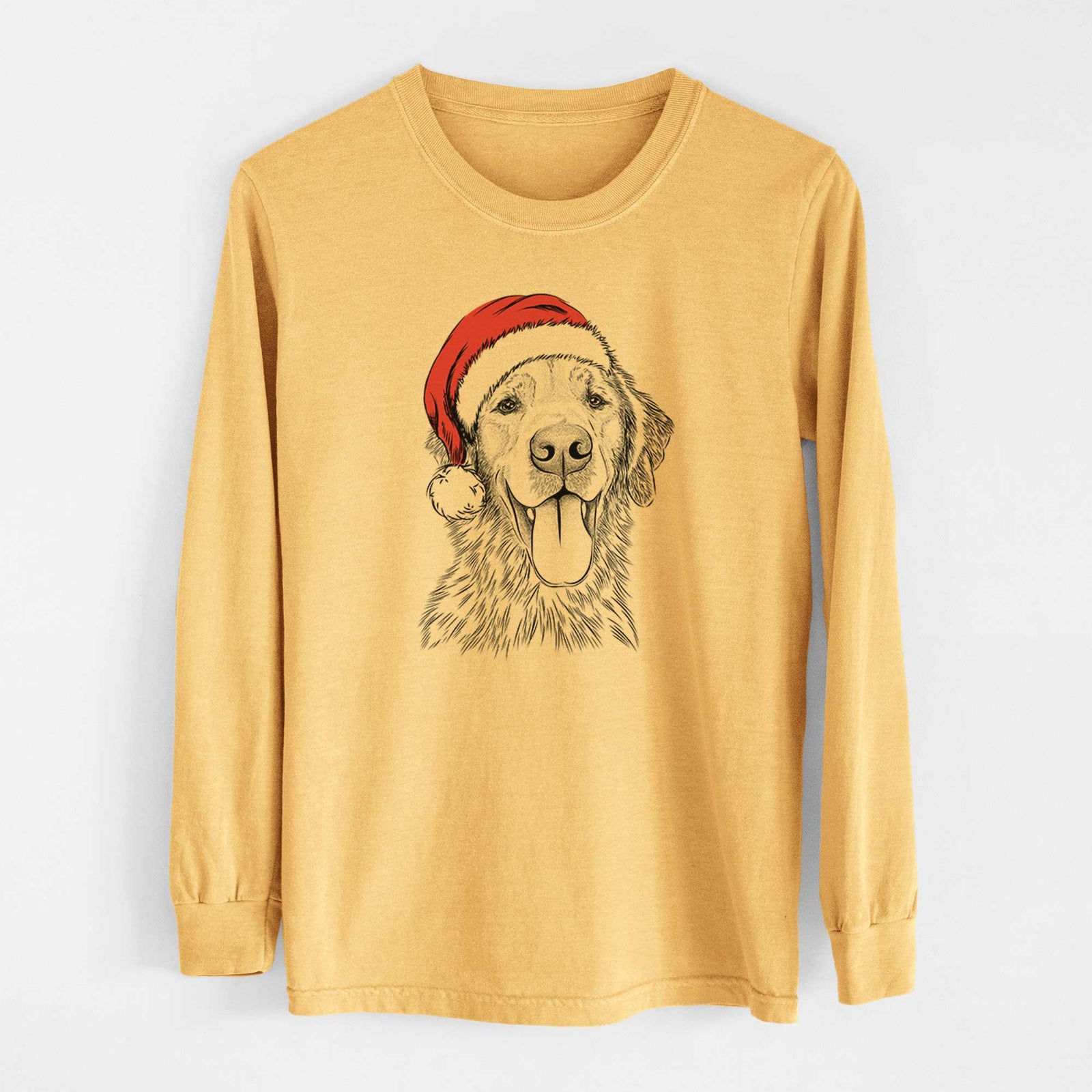Santa Oliver Tredup the Golden Retriever - Heavyweight 100% Cotton Long Sleeve