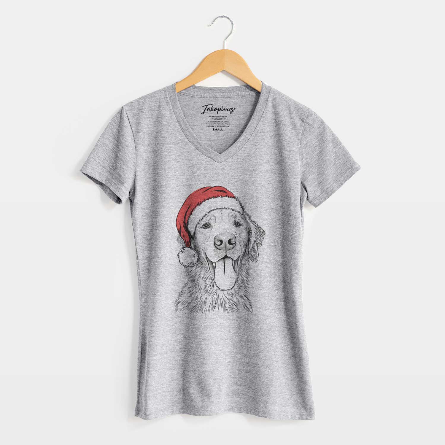 Santa Oliver Tredup the Golden Retriever - Women's V-neck Shirt