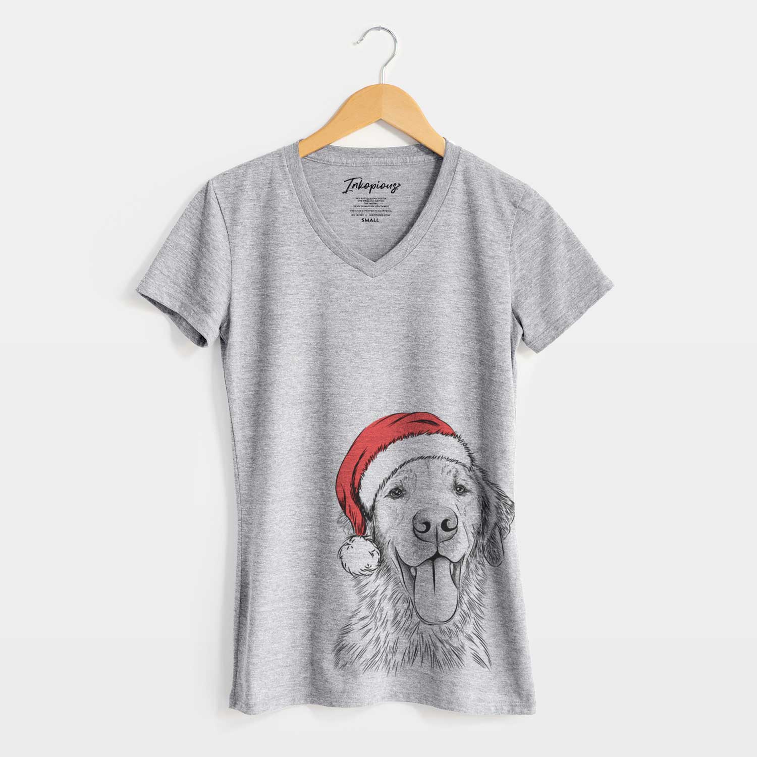 Santa Oliver Tredup the Golden Retriever - Women's V-neck Shirt