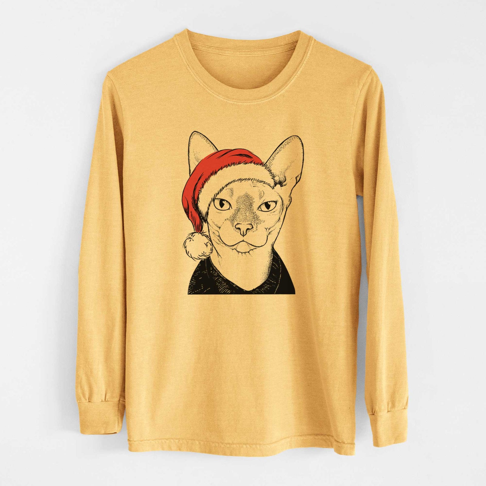 Santa Oliver Watson the Sphynx Cat - Heavyweight 100% Cotton Long Sleeve