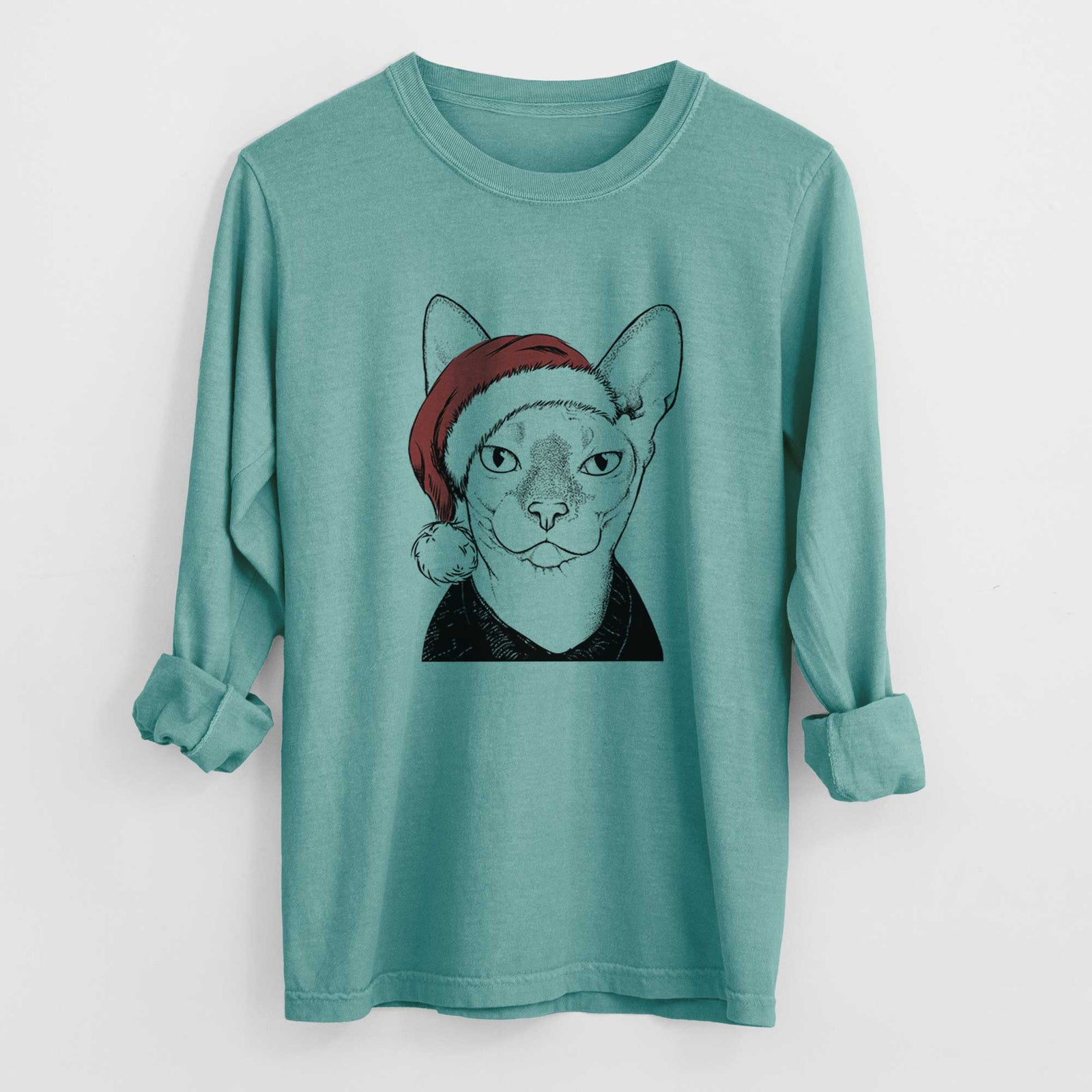 Santa Oliver Watson the Sphynx Cat - Heavyweight 100% Cotton Long Sleeve