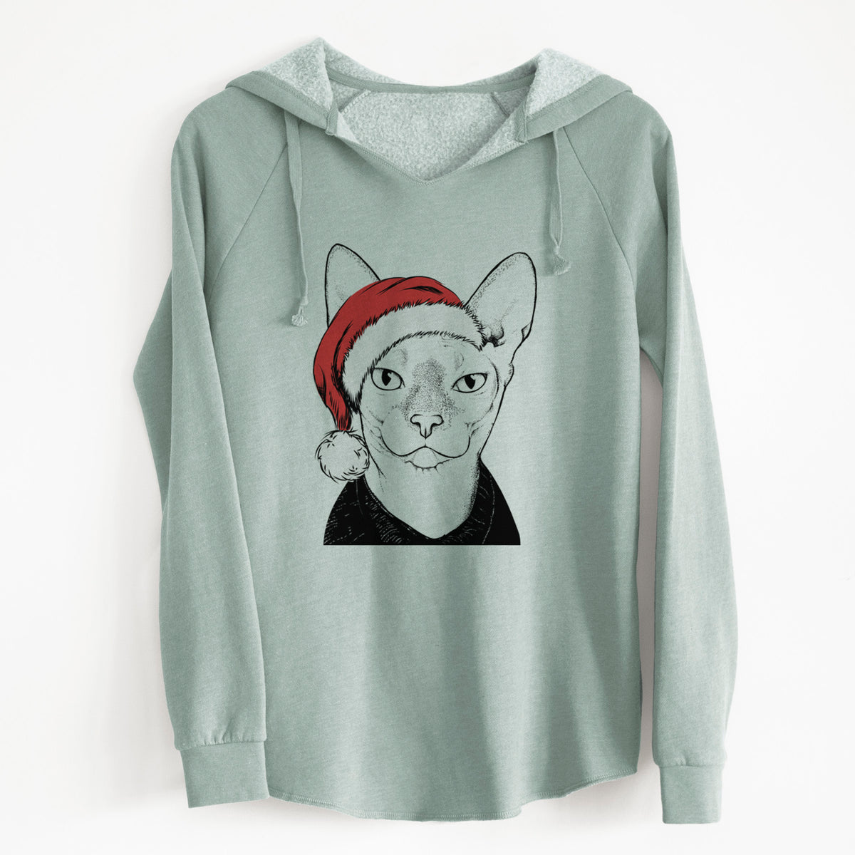 Santa Oliver Watson the Sphynx Cat - Cali Wave Hooded Sweatshirt
