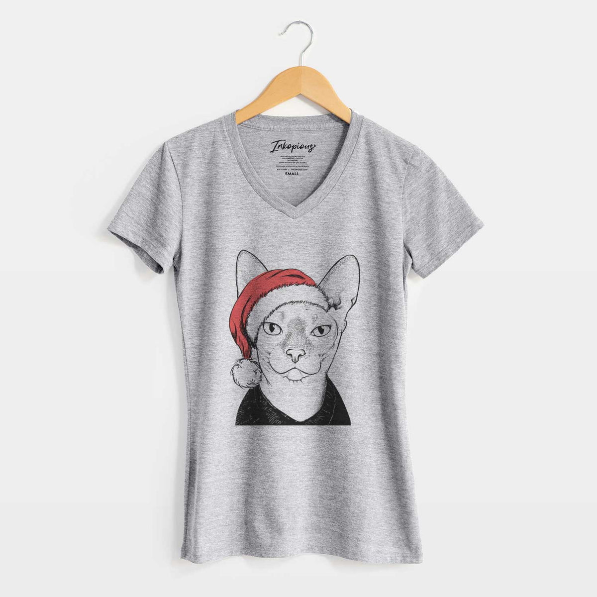 Santa Oliver Watson the Sphynx Cat - Women's V-neck Shirt