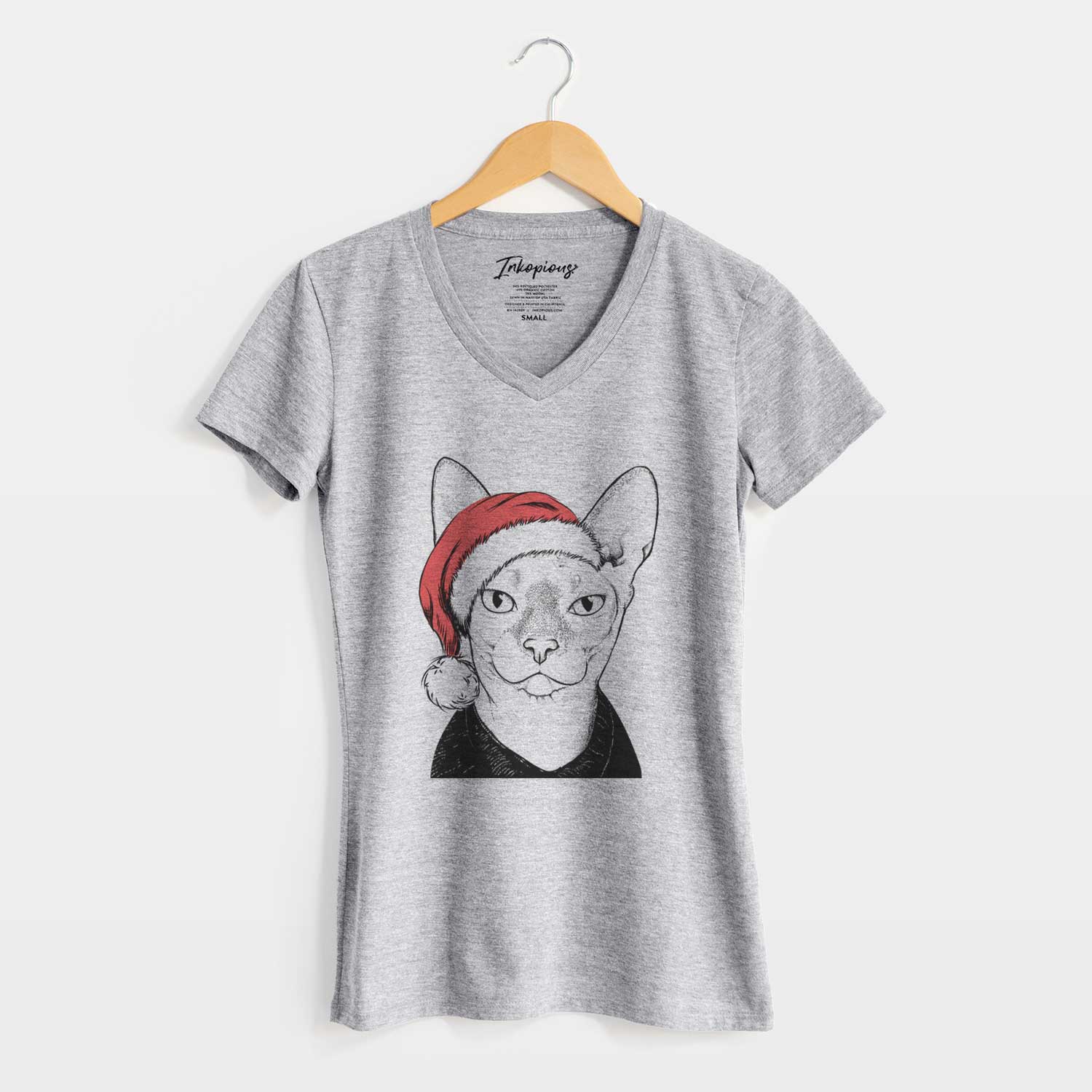 Santa Oliver Watson the Sphynx Cat - Women's V-neck Shirt