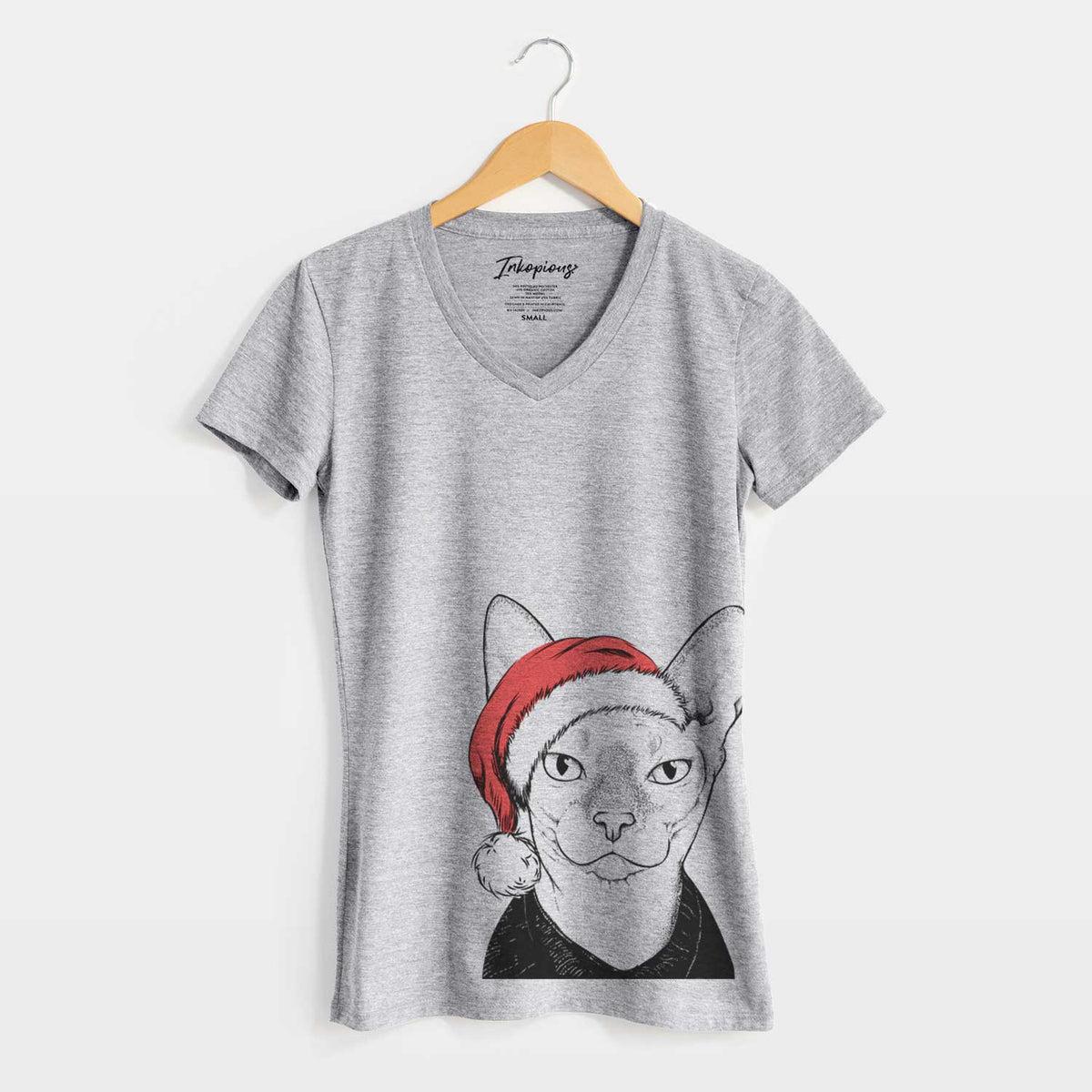 Santa Oliver Watson the Sphynx Cat - Women's V-neck Shirt