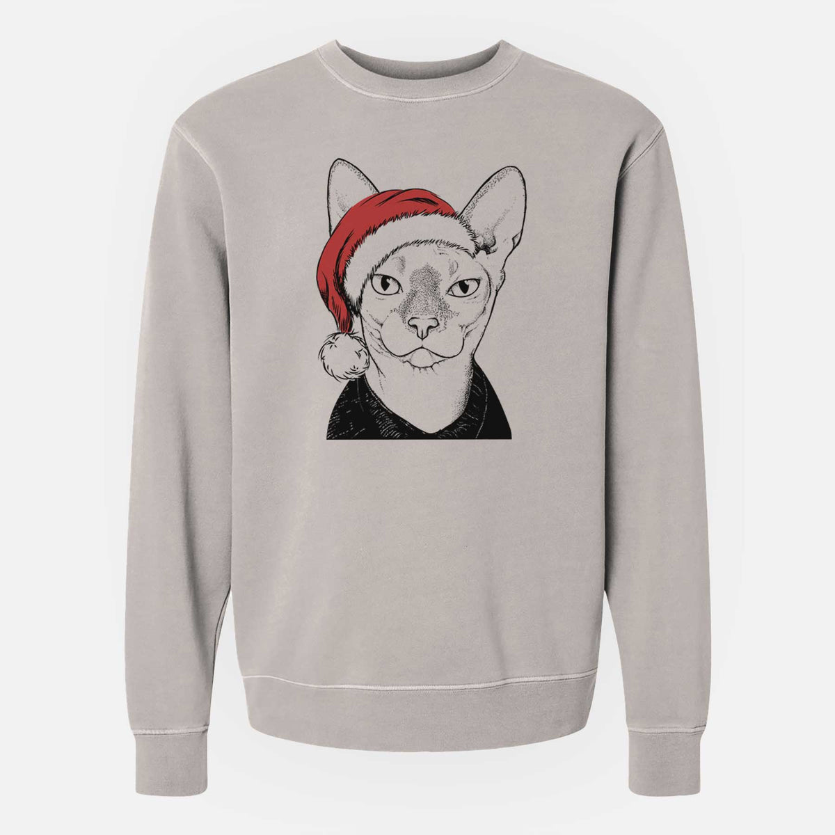 Santa Oliver Watson the Sphynx Cat - Unisex Pigment Dyed Crew Sweatshirt