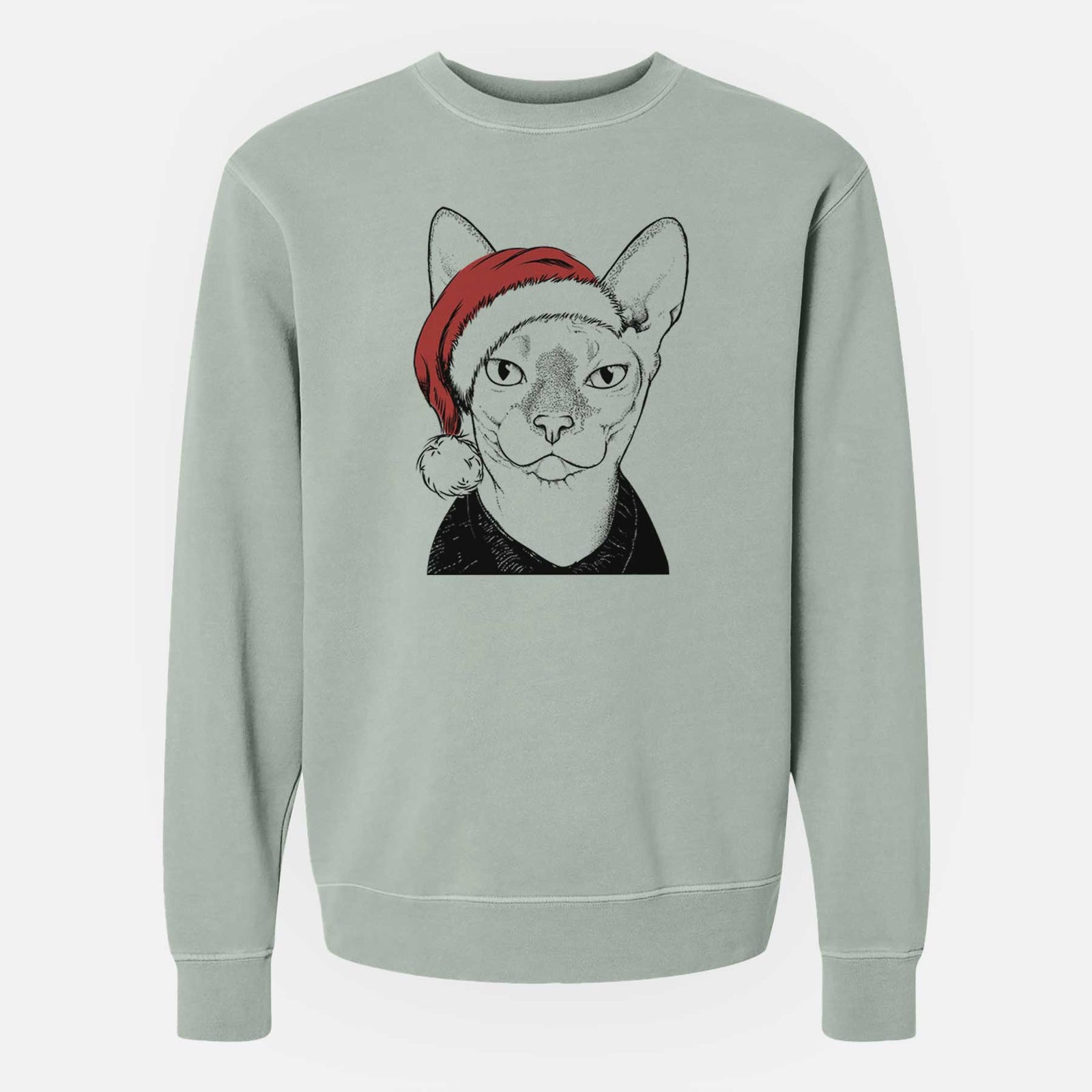Santa Oliver Watson the Sphynx Cat - Unisex Pigment Dyed Crew Sweatshirt