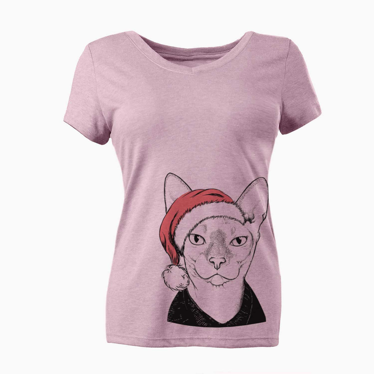 Santa Oliver Watson the Sphynx Cat - Women's V-neck Shirt