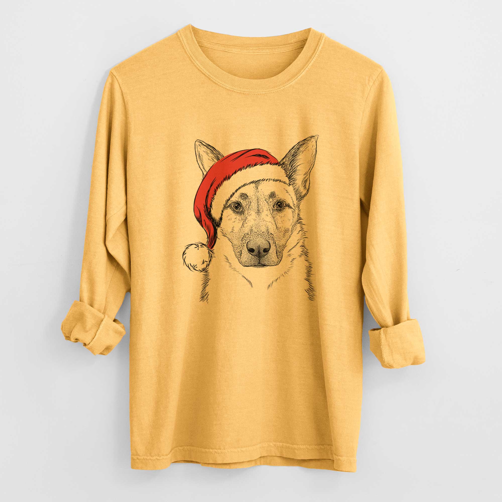 Santa Oliverno the German Shepherd - Heavyweight 100% Cotton Long Sleeve