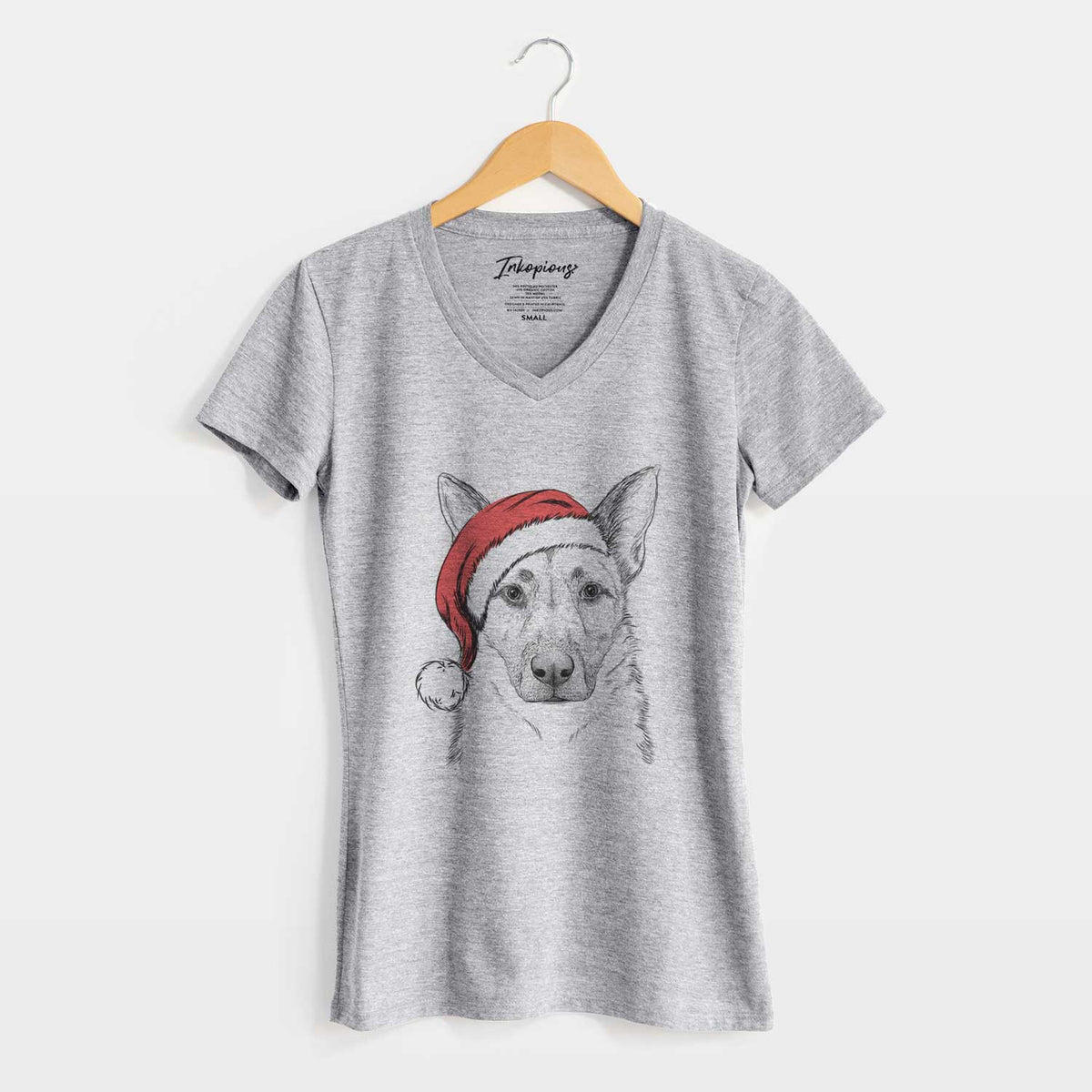 Santa Oliverno the German Shepherd - Women's V-neck Shirt