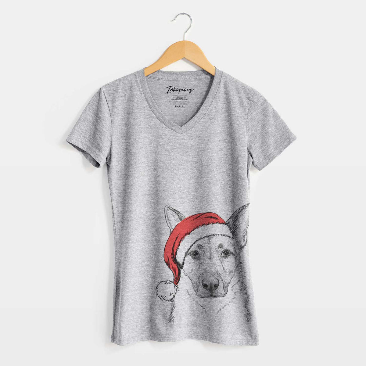 Santa Oliverno the German Shepherd - Women's V-neck Shirt