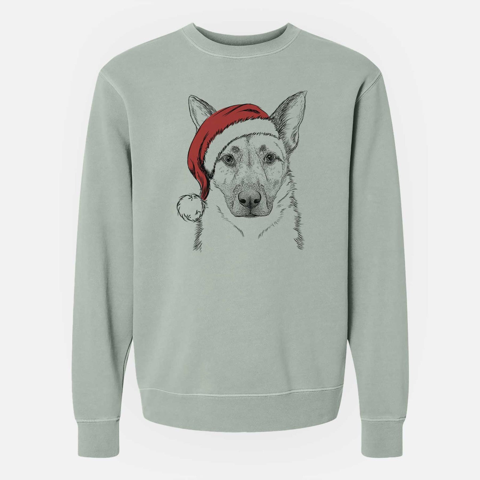 Santa Oliverno the German Shepherd - Unisex Pigment Dyed Crew Sweatshirt