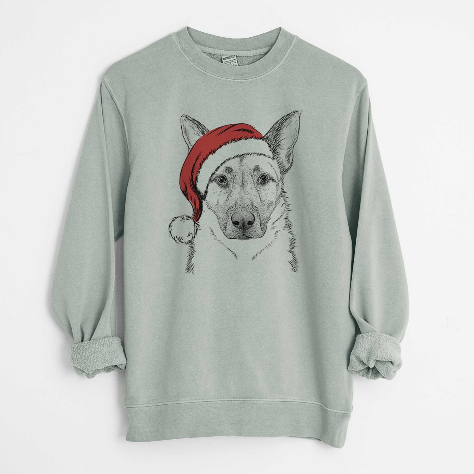 Santa Oliverno the German Shepherd - Unisex Pigment Dyed Crew Sweatshirt