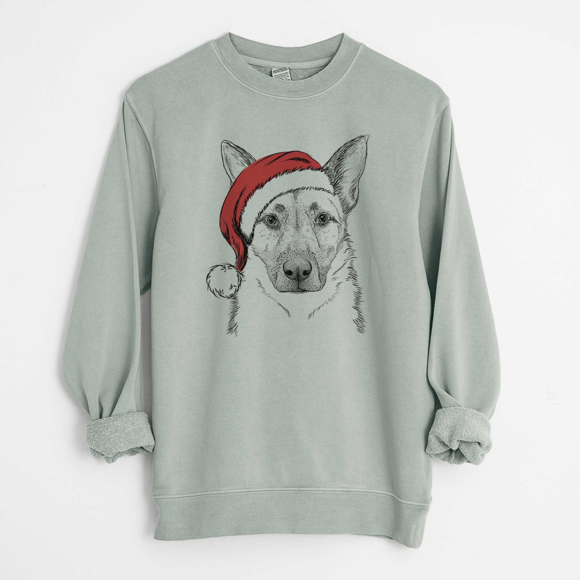 Santa Oliverno the German Shepherd - Unisex Pigment Dyed Crew Sweatshirt