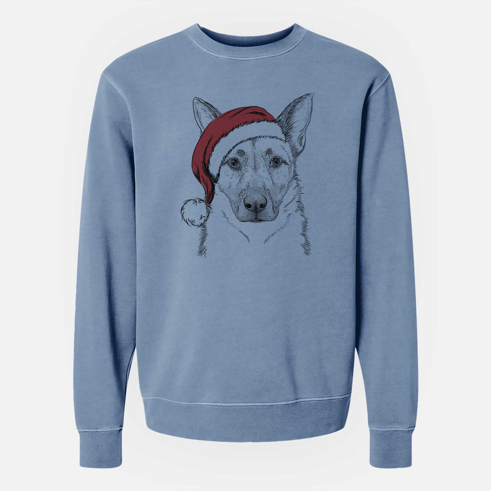 Santa Oliverno the German Shepherd - Unisex Pigment Dyed Crew Sweatshirt