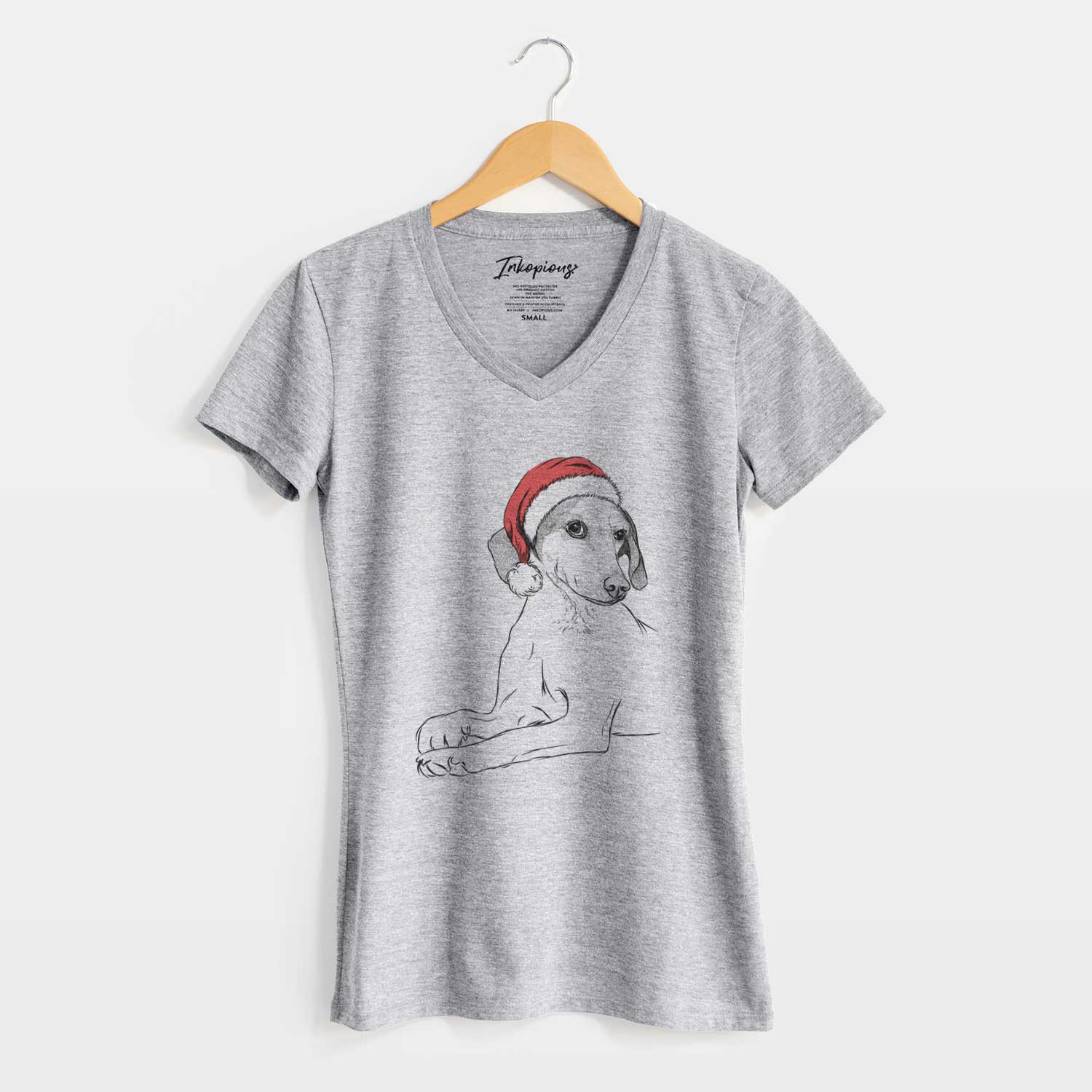 Santa Opie the Foxhound - Women's V-neck Shirt