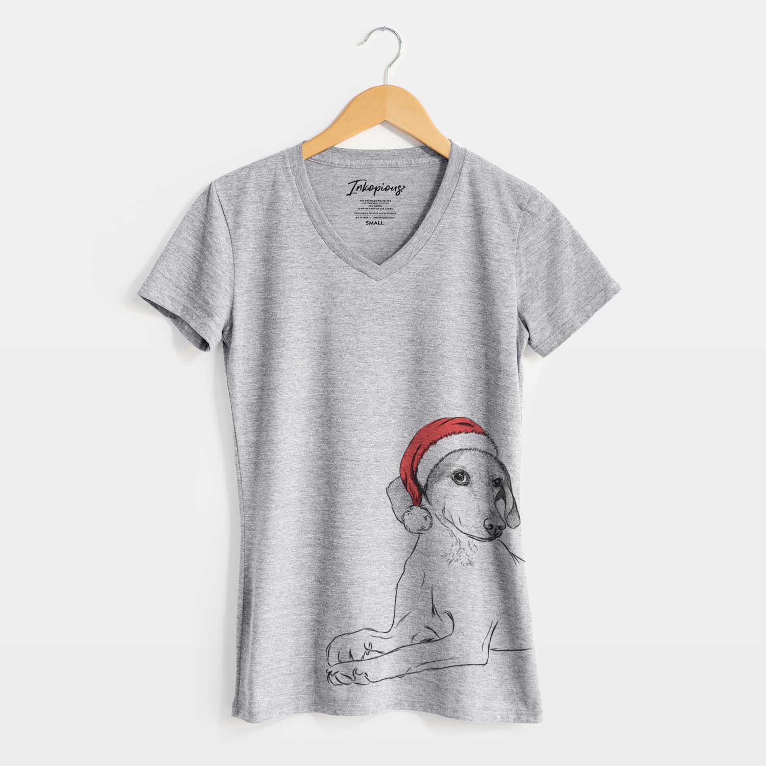 Santa Opie the Foxhound - Women's V-neck Shirt