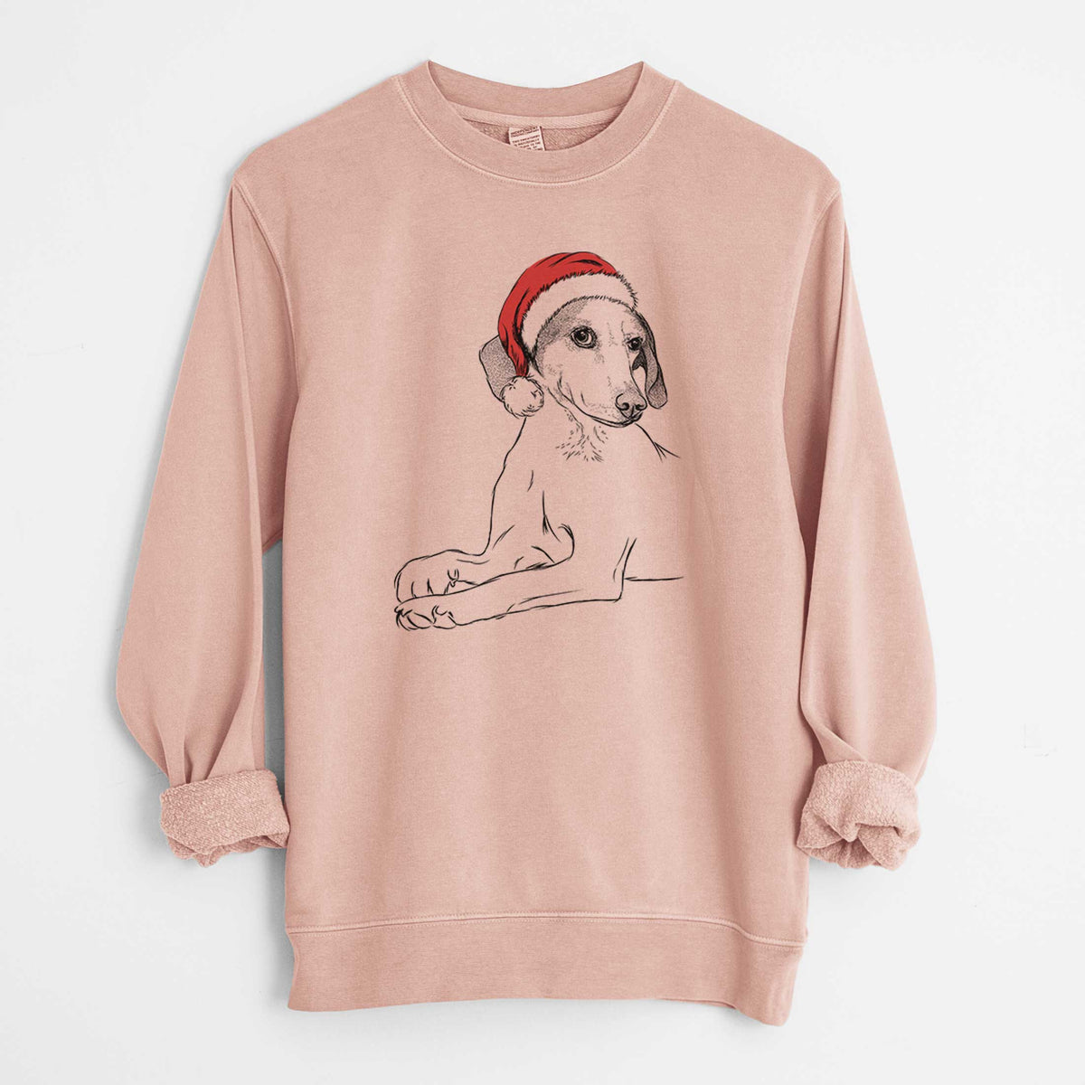 Santa Opie the Foxhound - Unisex Pigment Dyed Crew Sweatshirt