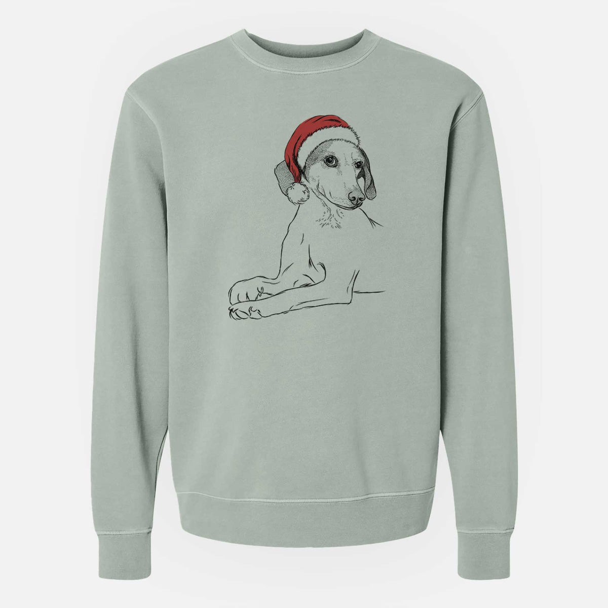 Santa Opie the Foxhound - Unisex Pigment Dyed Crew Sweatshirt