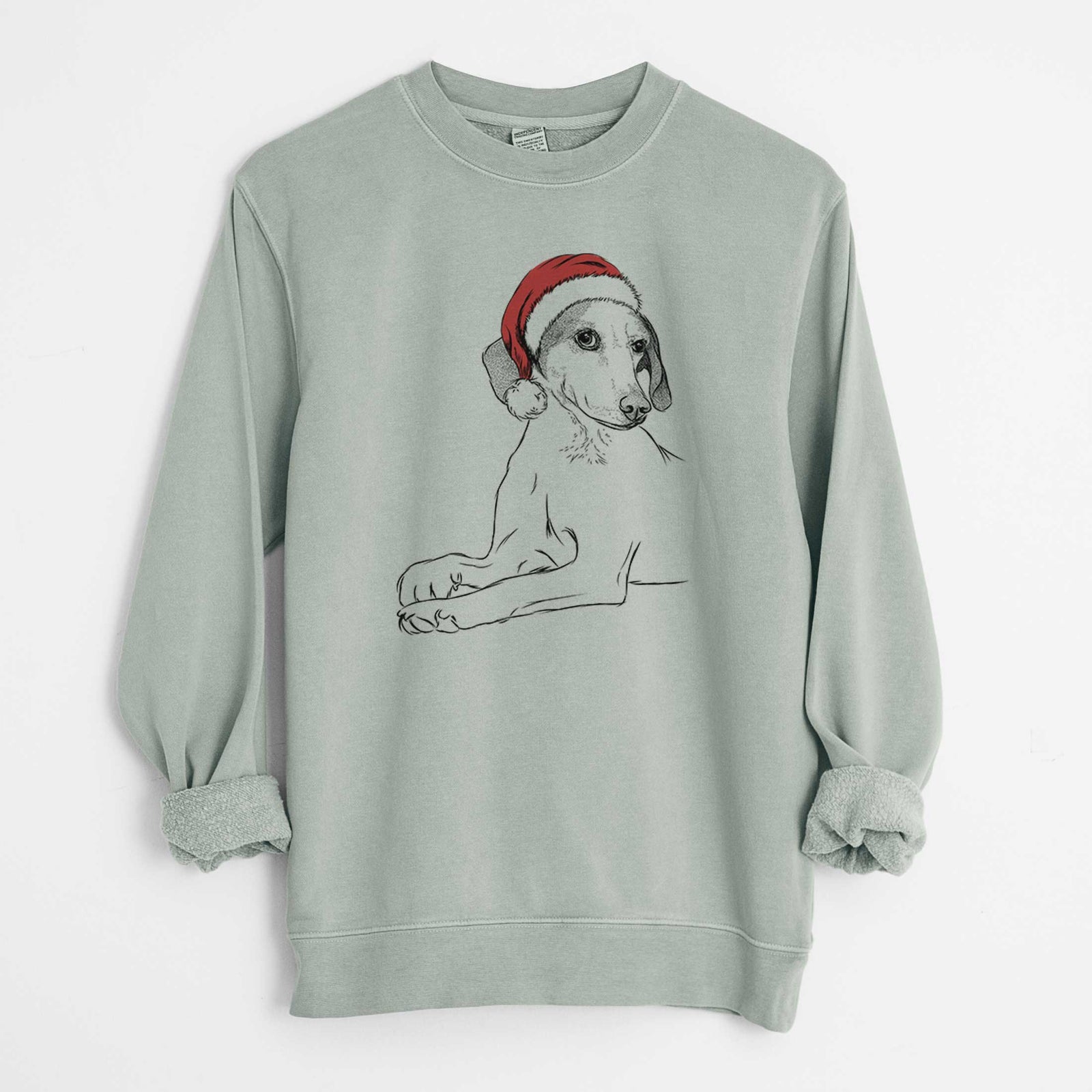 Santa Opie the Foxhound - Unisex Pigment Dyed Crew Sweatshirt