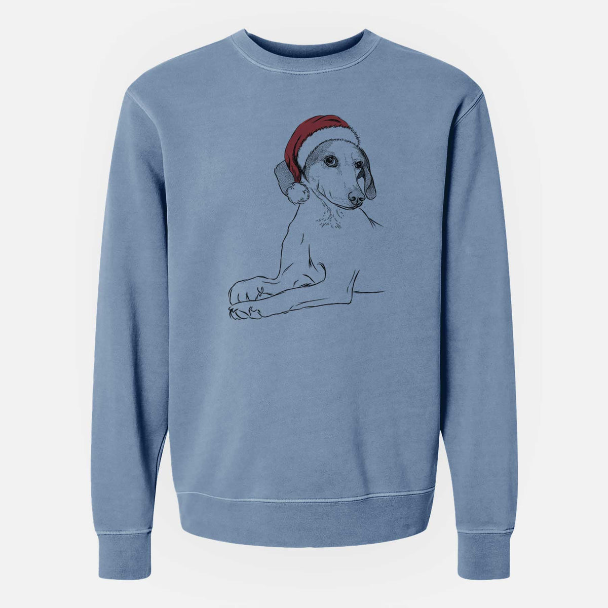 Santa Opie the Foxhound - Unisex Pigment Dyed Crew Sweatshirt