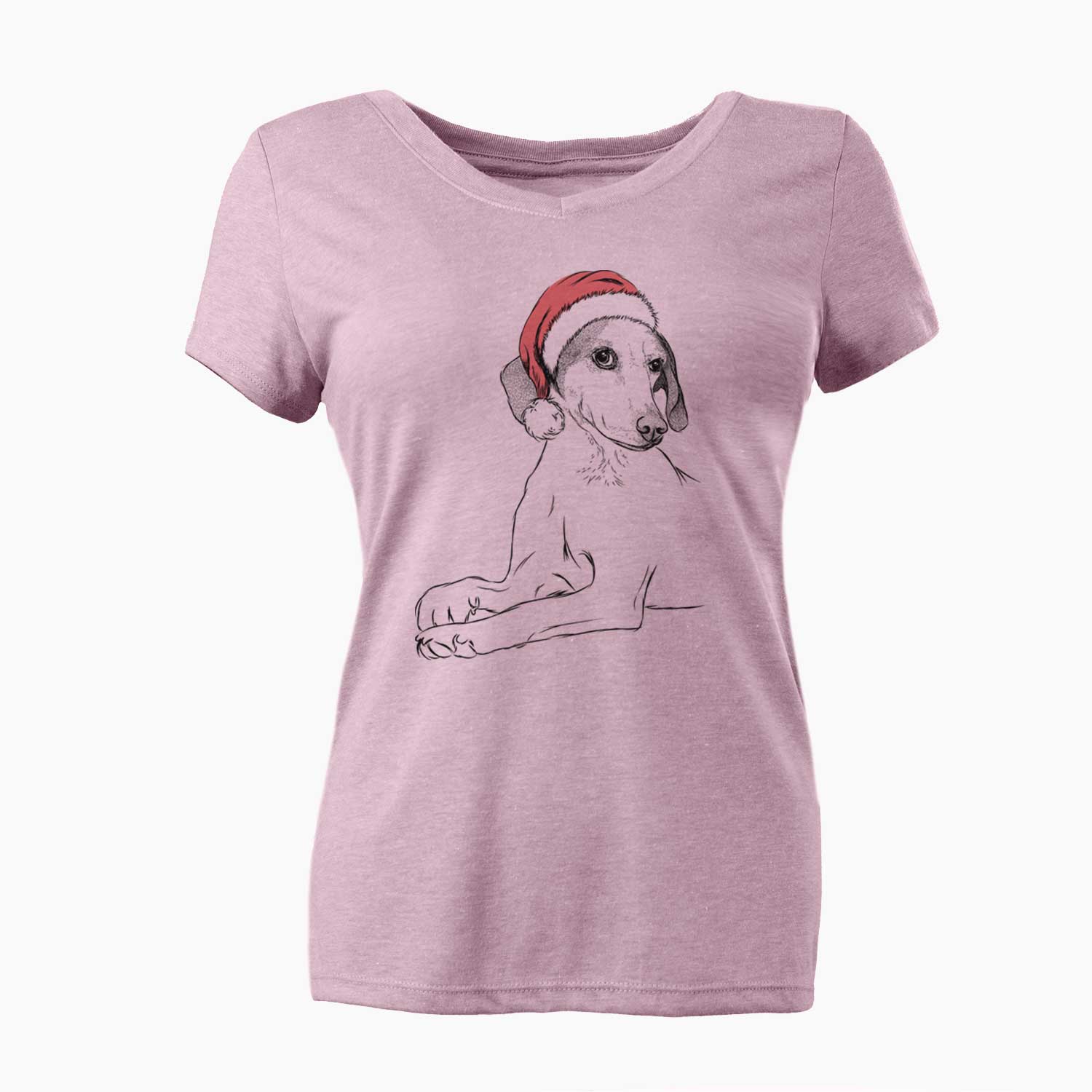 Santa Opie the Foxhound - Women's V-neck Shirt