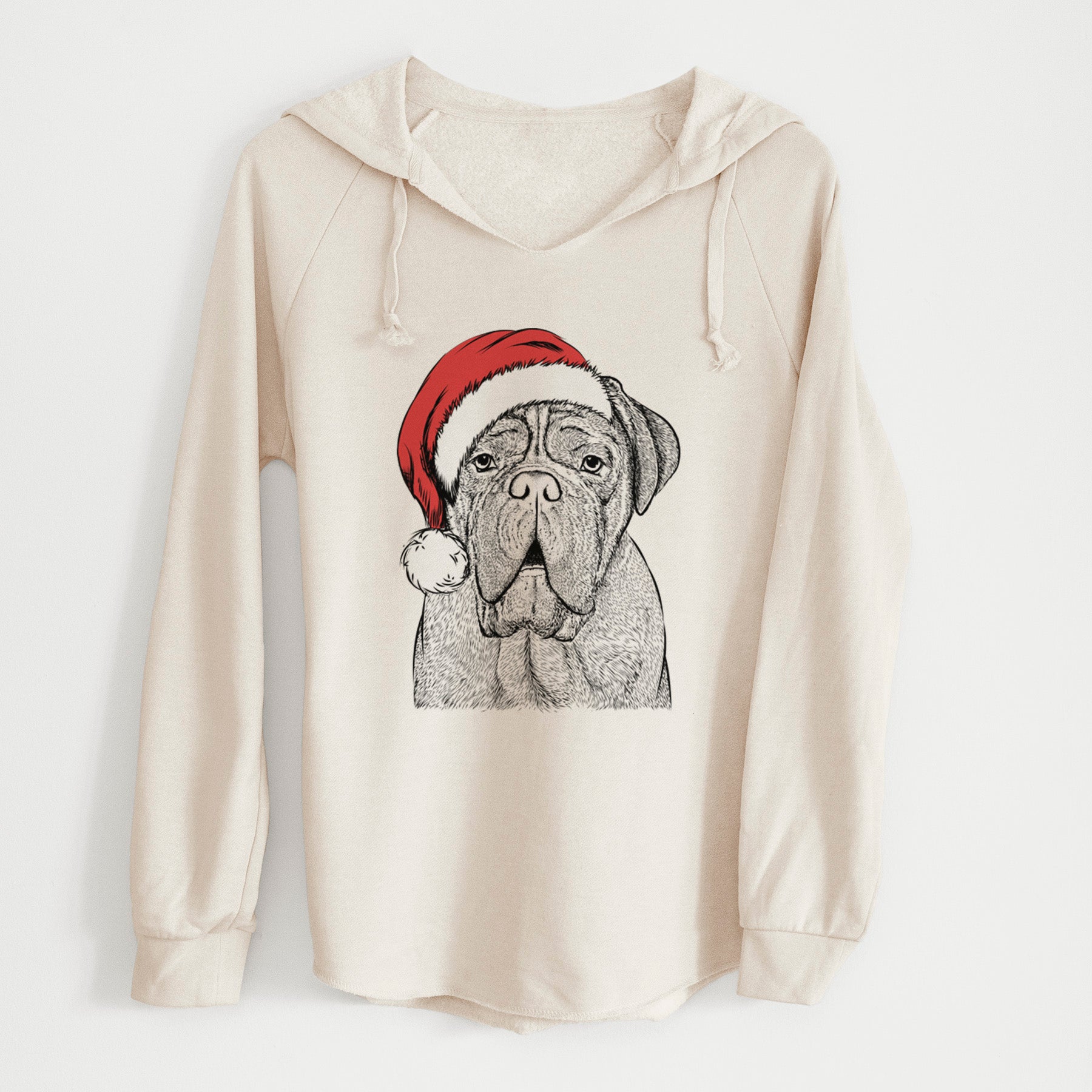 Santa Optimus the Dogue de Bordeaux - Cali Wave Hooded Sweatshirt