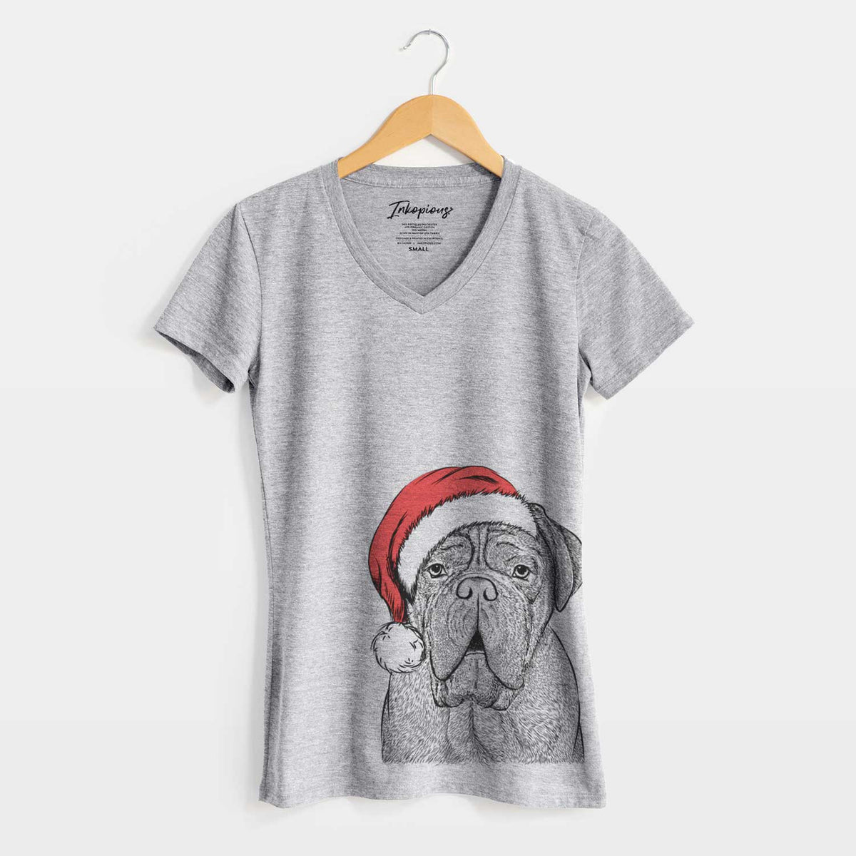 Santa Optimus the Dogue de Bordeaux - Women's V-neck Shirt