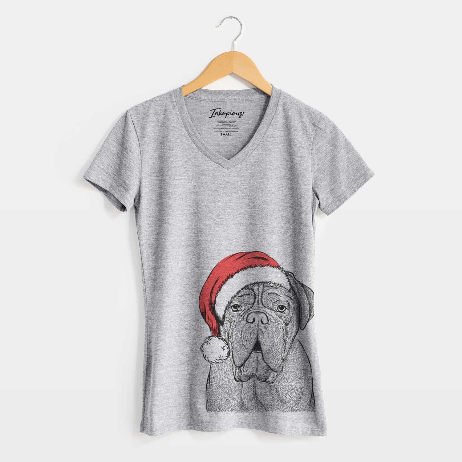 Santa Optimus the Dogue de Bordeaux - Women's V-neck Shirt