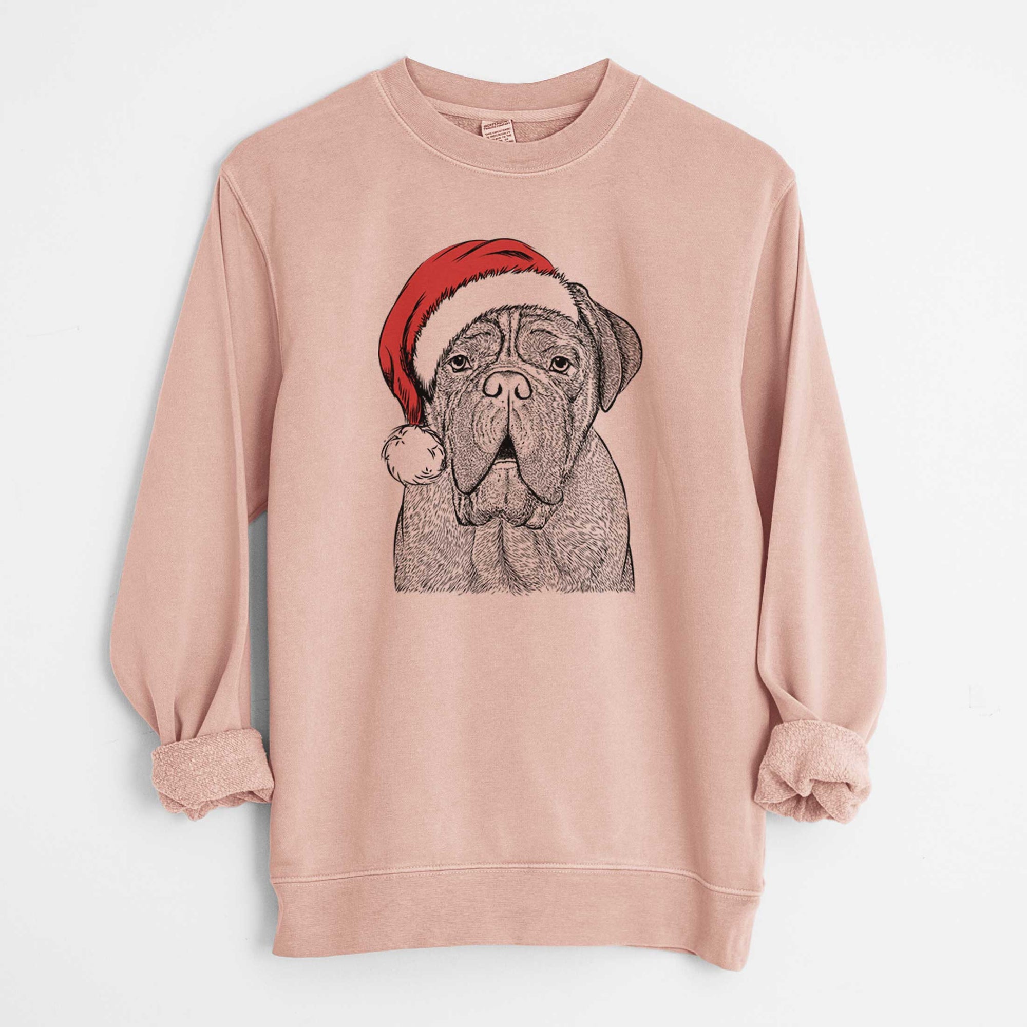 Santa Optimus the Dogue de Bordeaux - Unisex Pigment Dyed Crew Sweatshirt