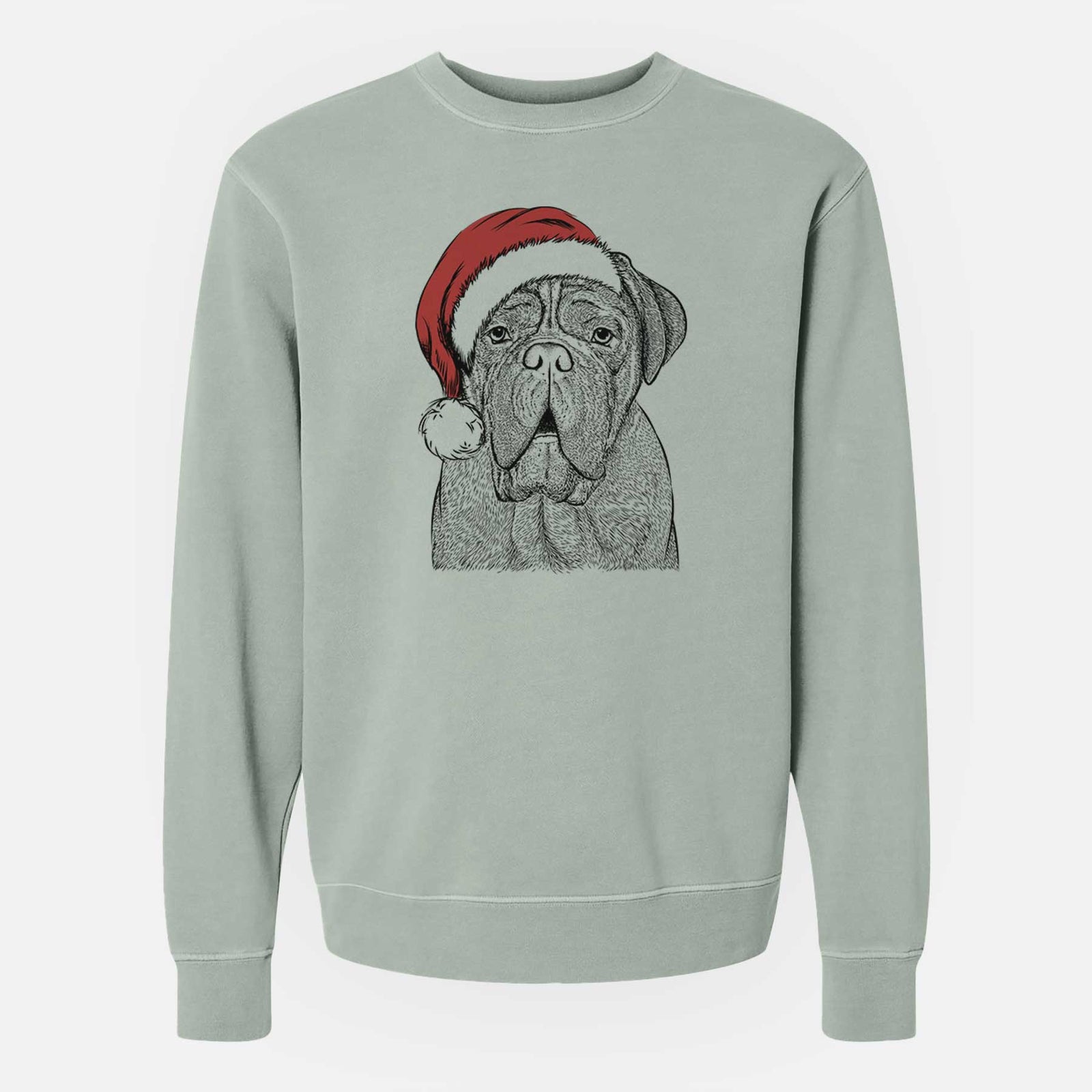 Santa Optimus the Dogue de Bordeaux - Unisex Pigment Dyed Crew Sweatshirt
