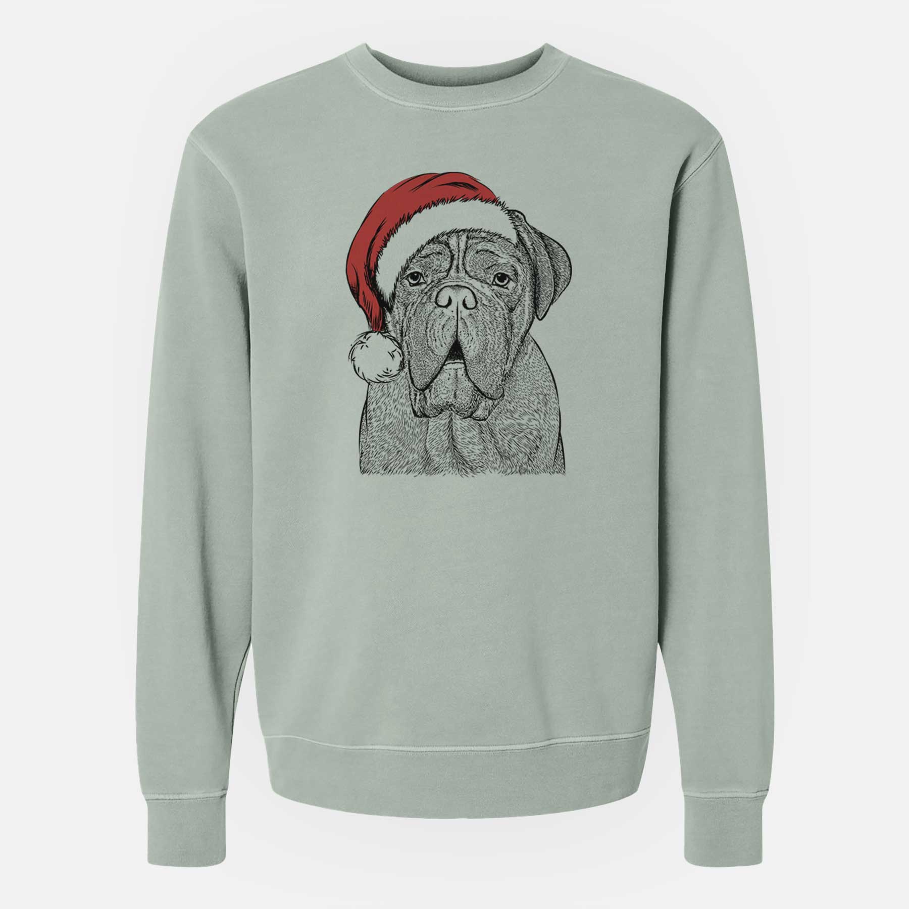 Santa Optimus the Dogue de Bordeaux - Unisex Pigment Dyed Crew Sweatshirt