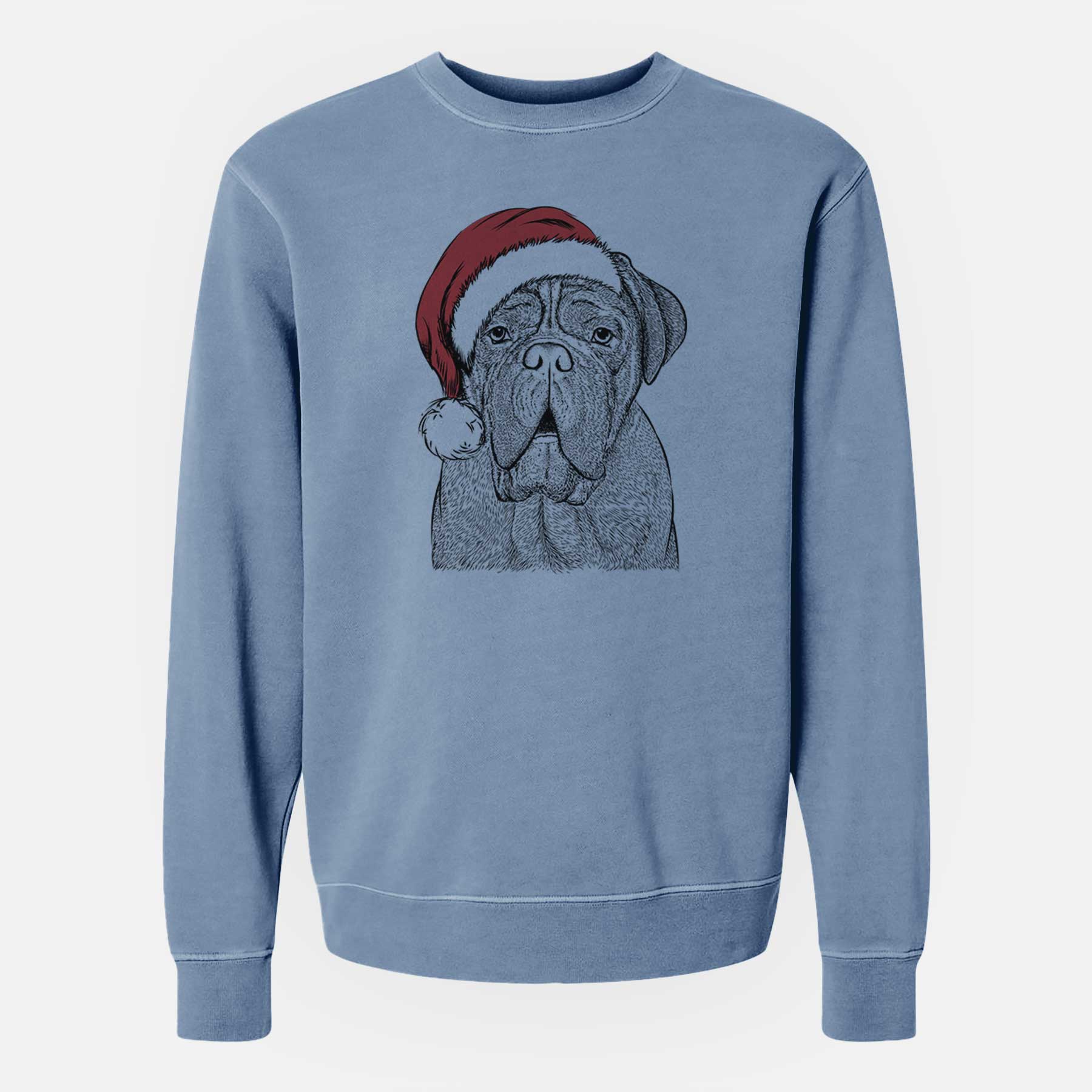 Santa Optimus the Dogue de Bordeaux - Unisex Pigment Dyed Crew Sweatshirt