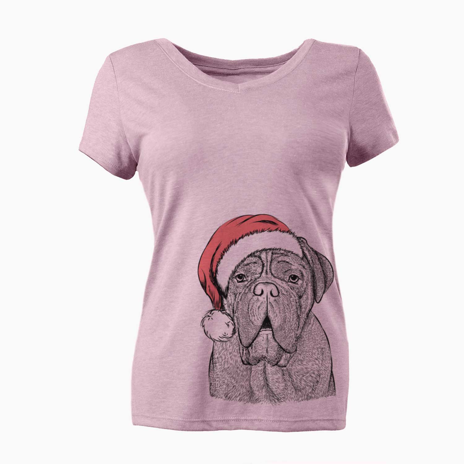 Santa Optimus the Dogue de Bordeaux - Women's V-neck Shirt