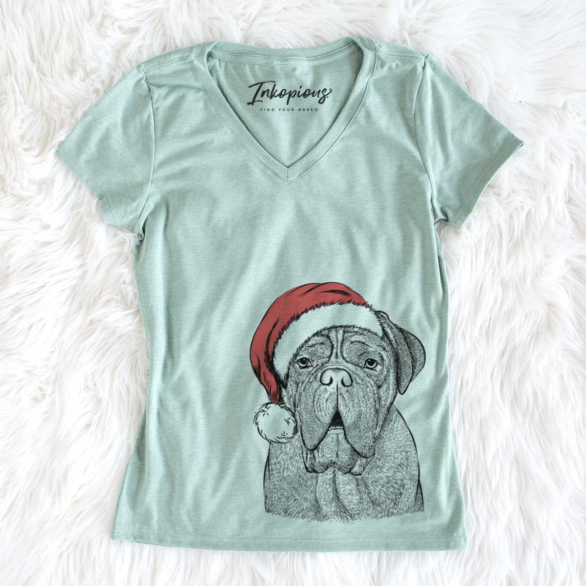 Santa Optimus the Dogue de Bordeaux - Women&#39;s V-neck Shirt