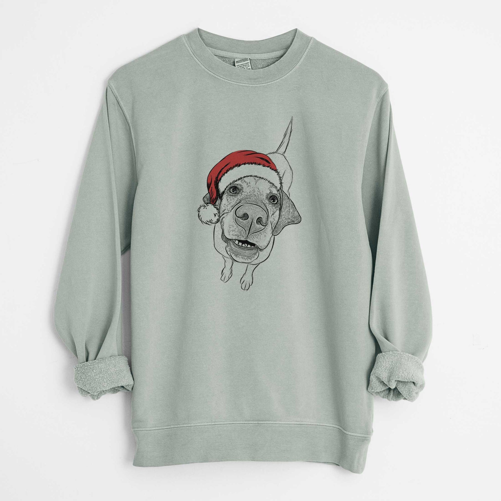 Santa Oquirrh the Vizsla - Unisex Pigment Dyed Crew Sweatshirt