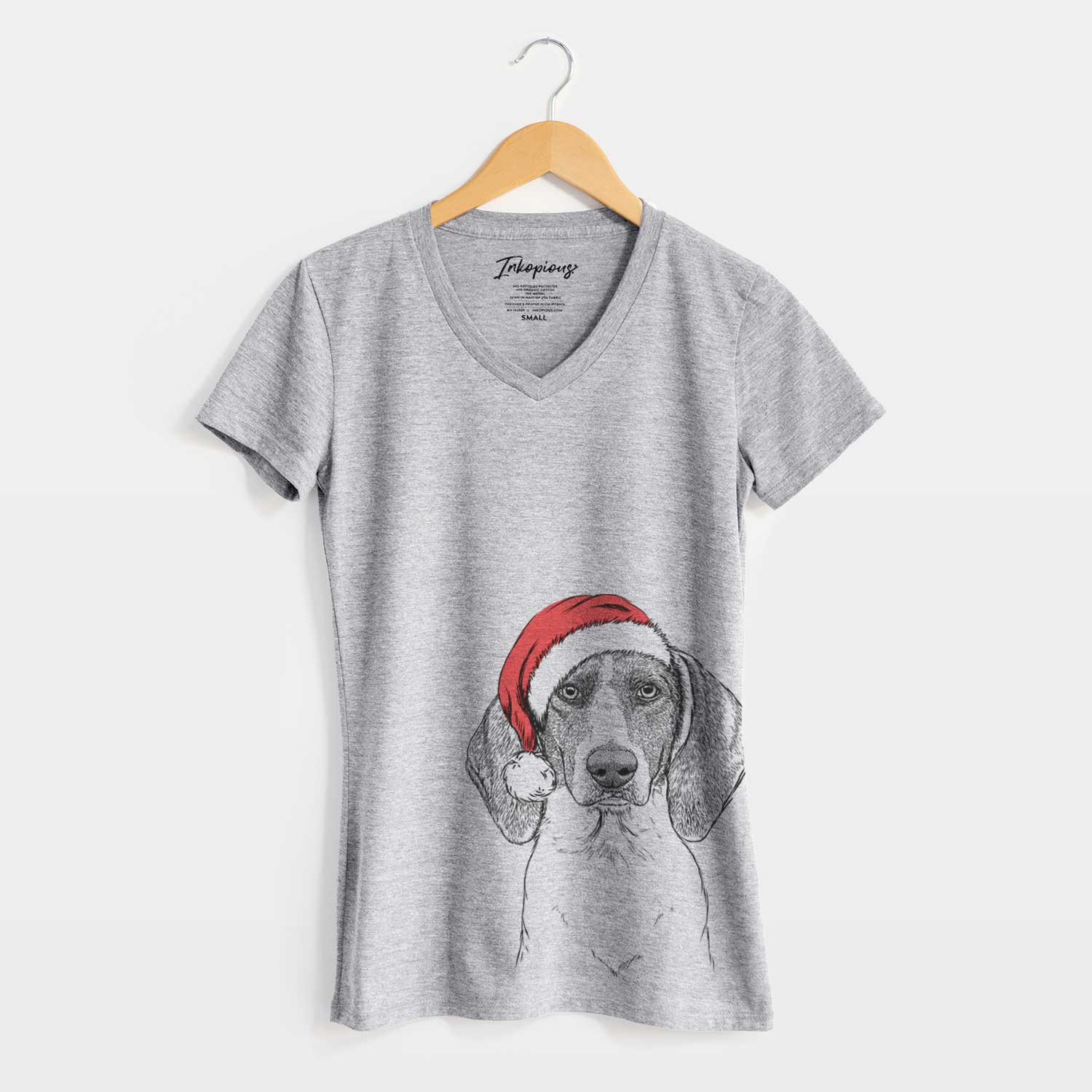 Santa Orin the Treeing Walker Coonhound - Women's V-neck Shirt