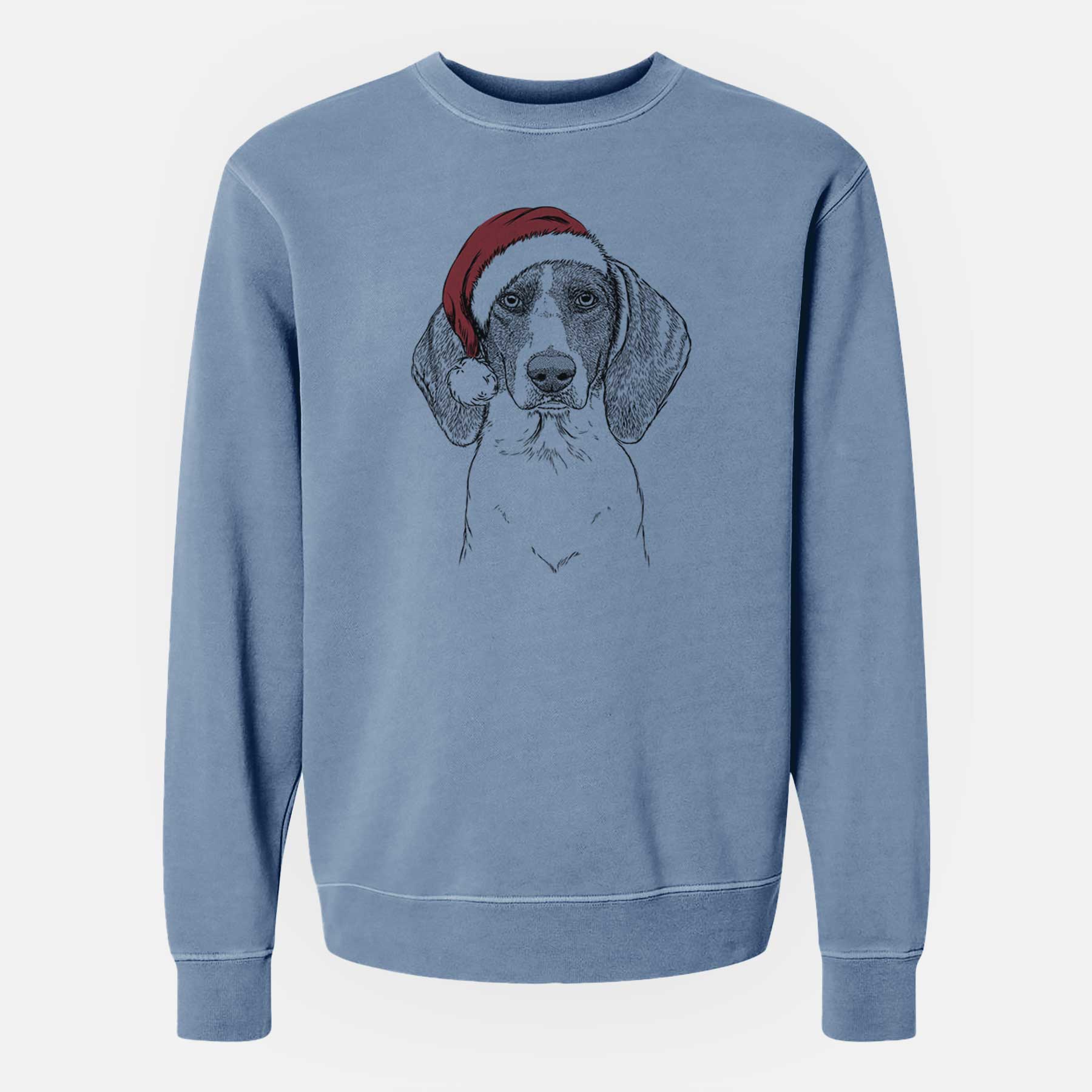 Santa Orin the Treeing Walker Coonhound - Unisex Pigment Dyed Crew Sweatshirt