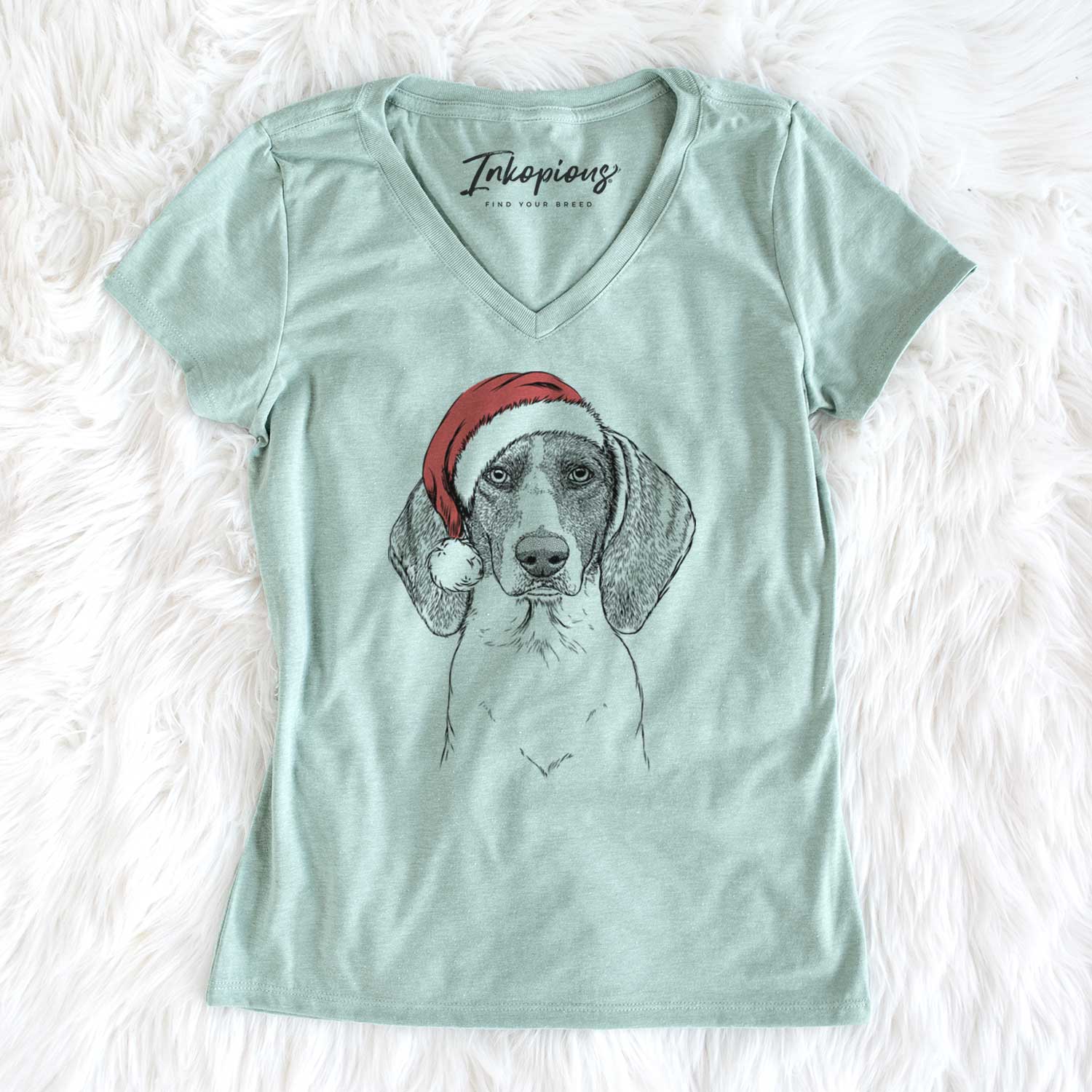 Santa Orin the Treeing Walker Coonhound - Women's V-neck Shirt