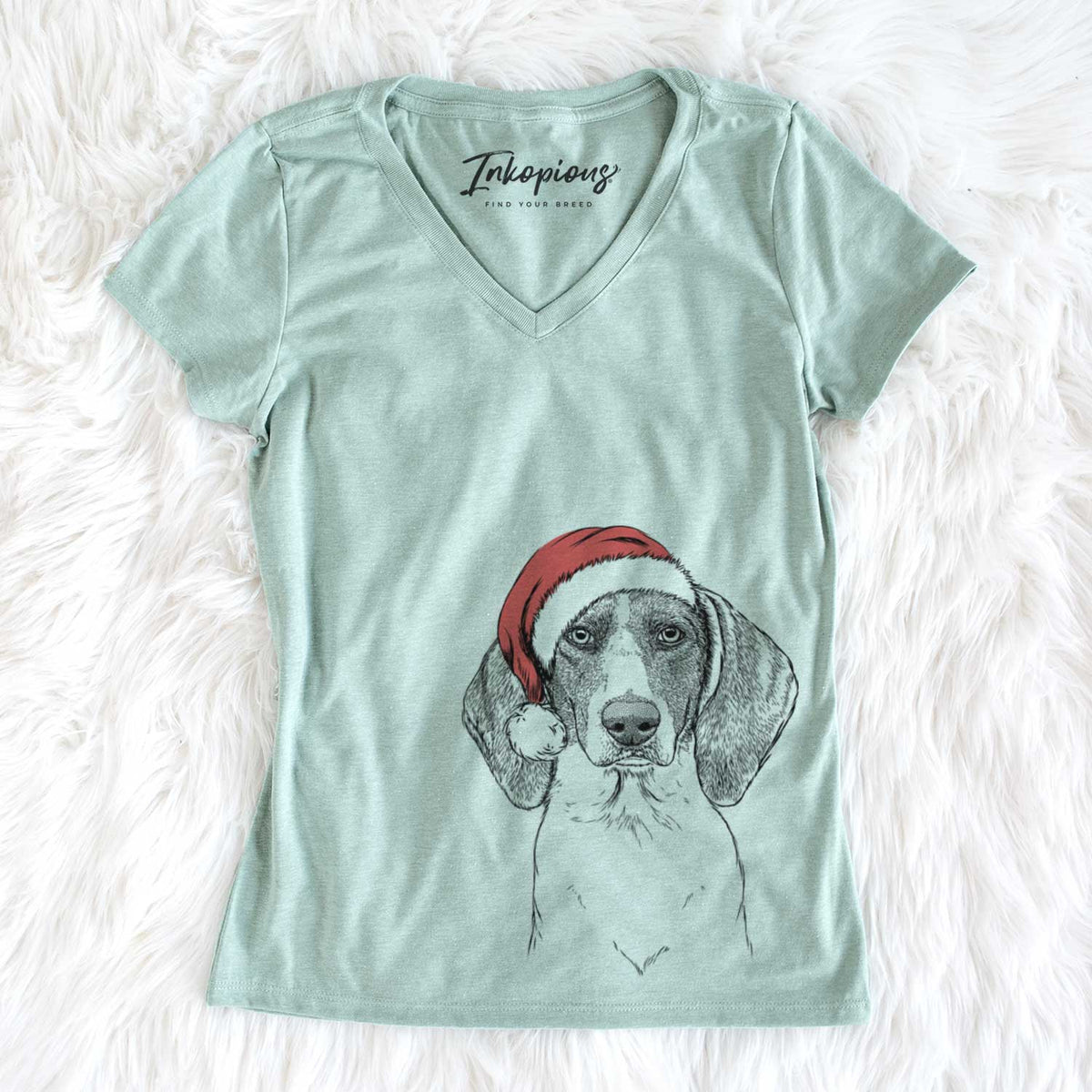 Santa Orin the Treeing Walker Coonhound - Women&#39;s V-neck Shirt